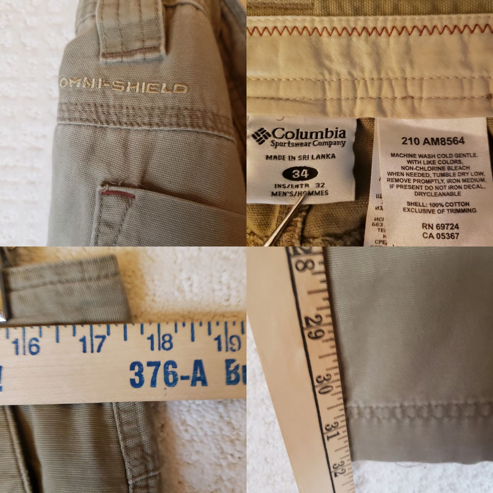 Vintage Columbia Omni-Shield Hiking Outdoor Pants Khaki Mens 34x32 Zip Pockets Canvas Cotton Regular Straight Jeans style Khakis Outdoor Mens Size US 34 / EU 50 - 9 Thumbnail
