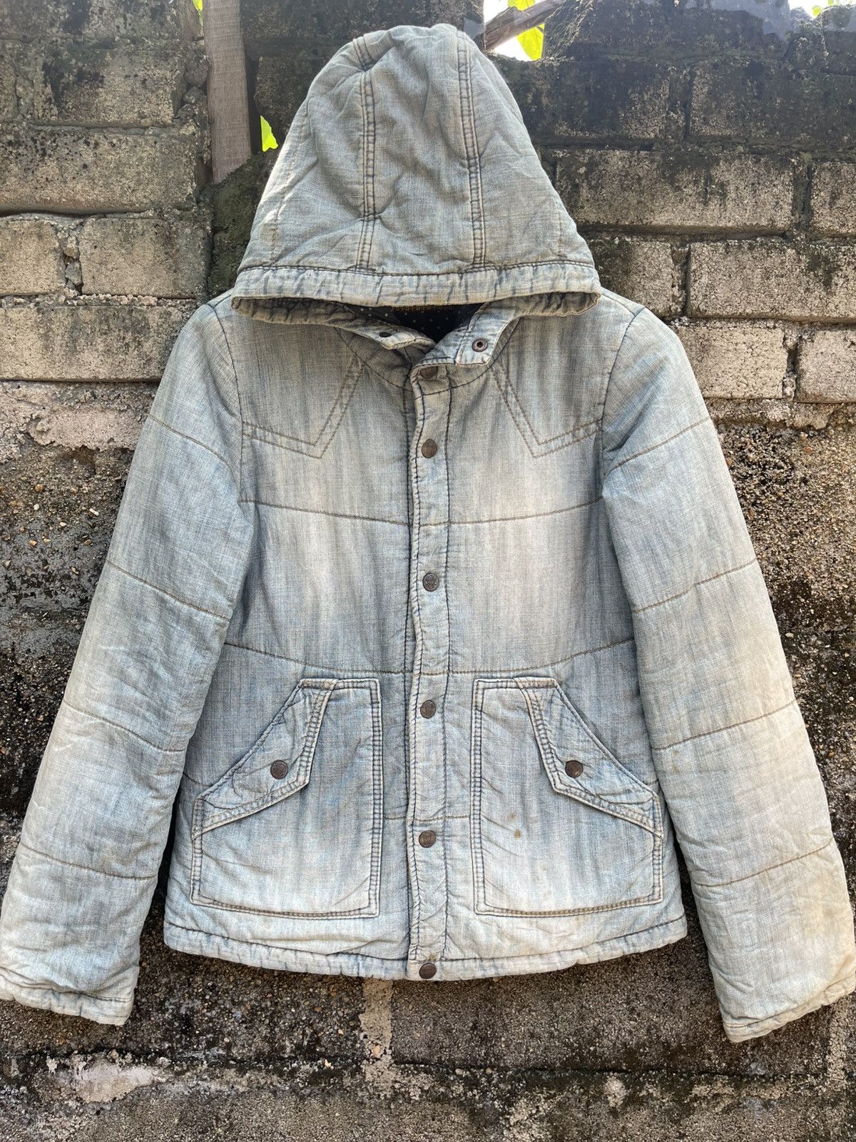 Issey Miyake Vintage Heart Market Quilted Hoodie Jacket – Faded Blue Size US S / EU 44-46 / 1 - 1 Thumbnail