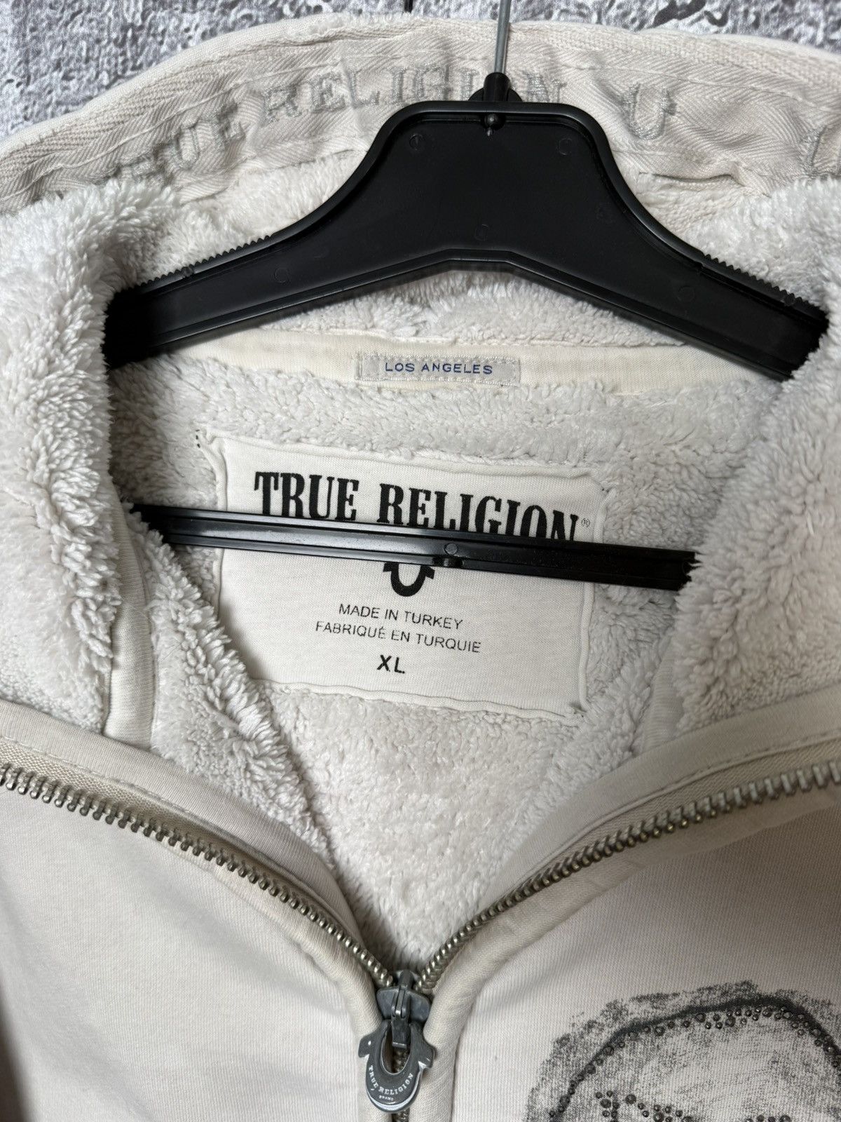 True Religion True Religion Sherpa Lined Full Zip Hoodie Skull Big Logo Size L / US 10 / IT 46 - 17 Thumbnail