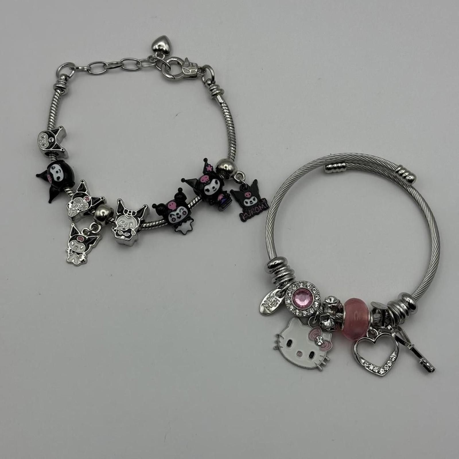 Other y2k style hello kitty kuromi charm bracelets 2 piece set Size ONE SIZE - 7 Thumbnail