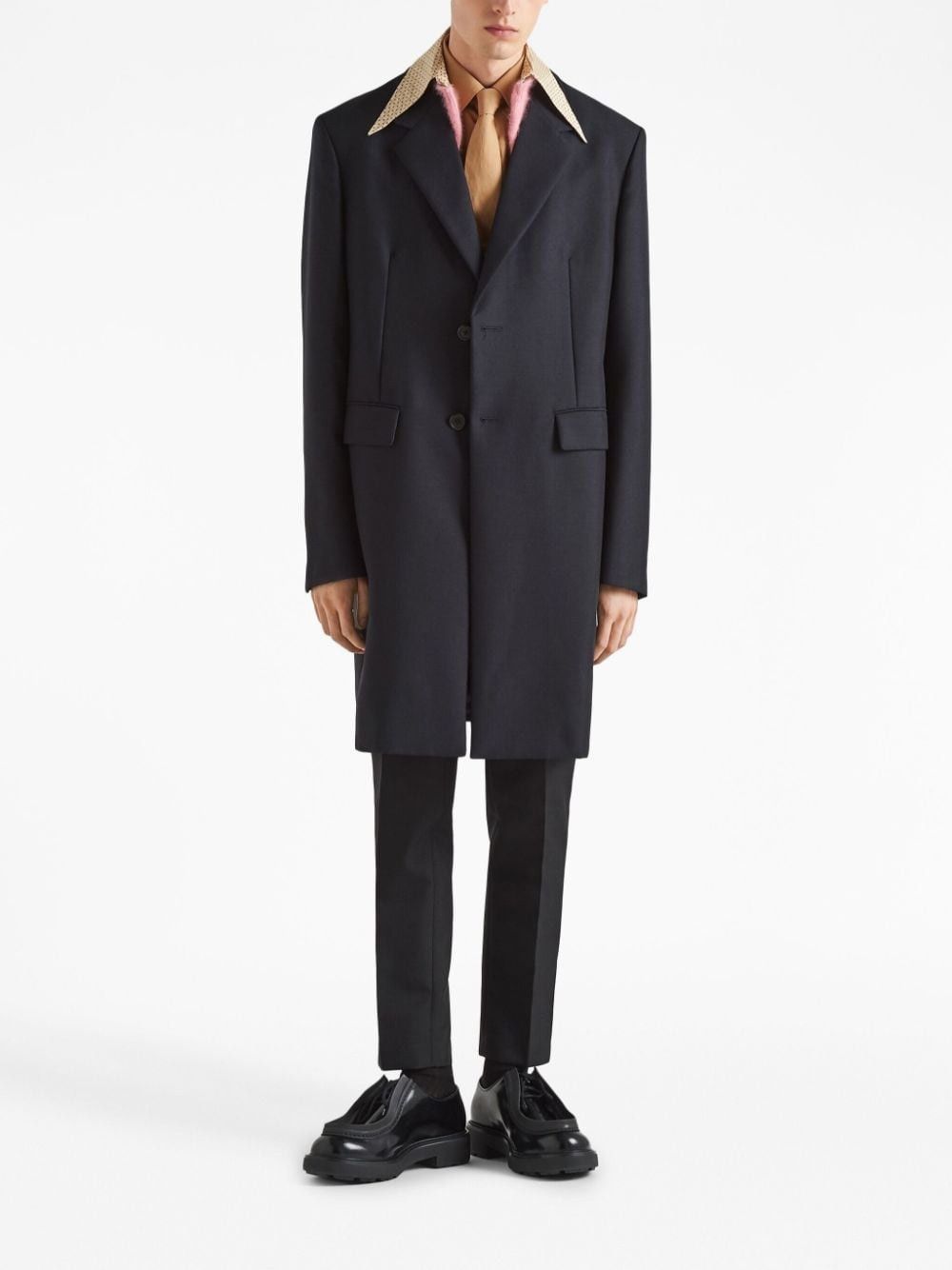 Prada o1bcso1str1025 Panama Mohair Coat in Navy Size US L / EU 52-54 / 3 - 2 Thumbnail