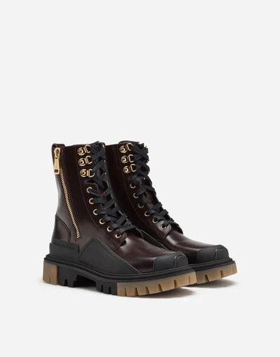 Dolce & Gabbana o1y0825 Leather Ankle Boots in Dark Brown/Black Size US 4 / IT 34 - 2 Thumbnail