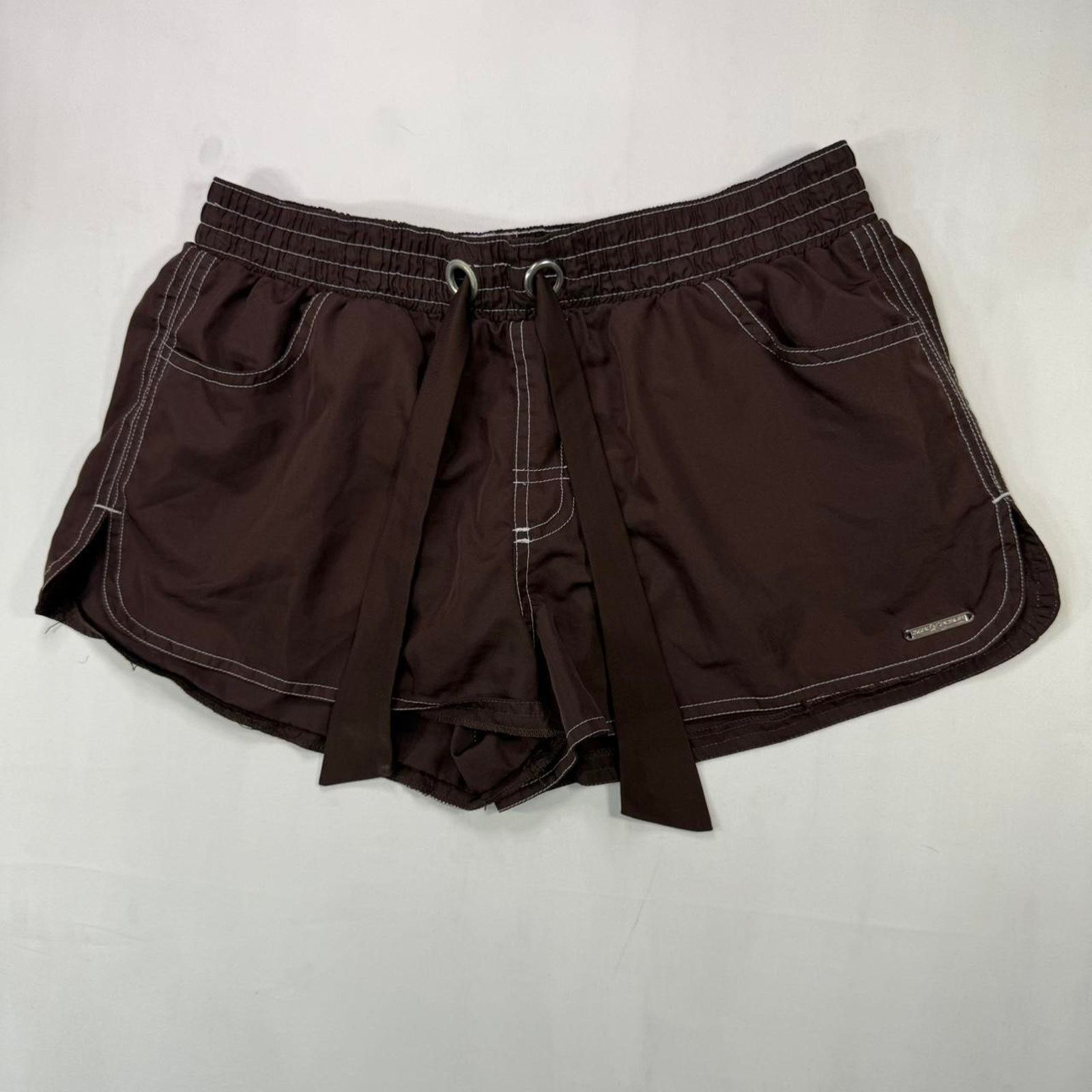ZeroXposur Brown Y2K ZeroXPosur Mini Shorts with thick drawstring Size 34" / US 12 / IT 48 - 1 Thumbnail