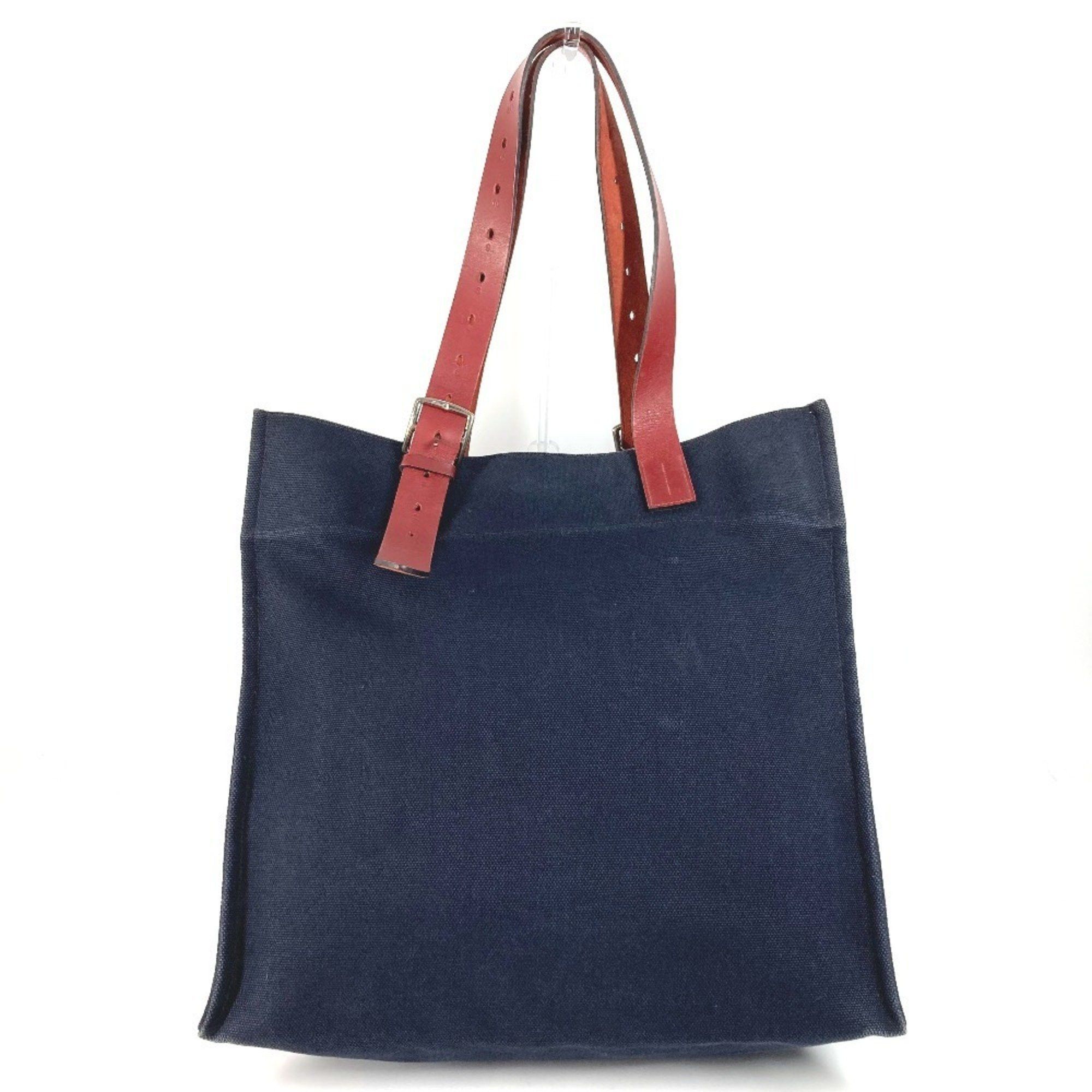 Hermes Etrivier Shopping Tote Bag Vertical Shoulder Leather Men's Women's Navy in Brown