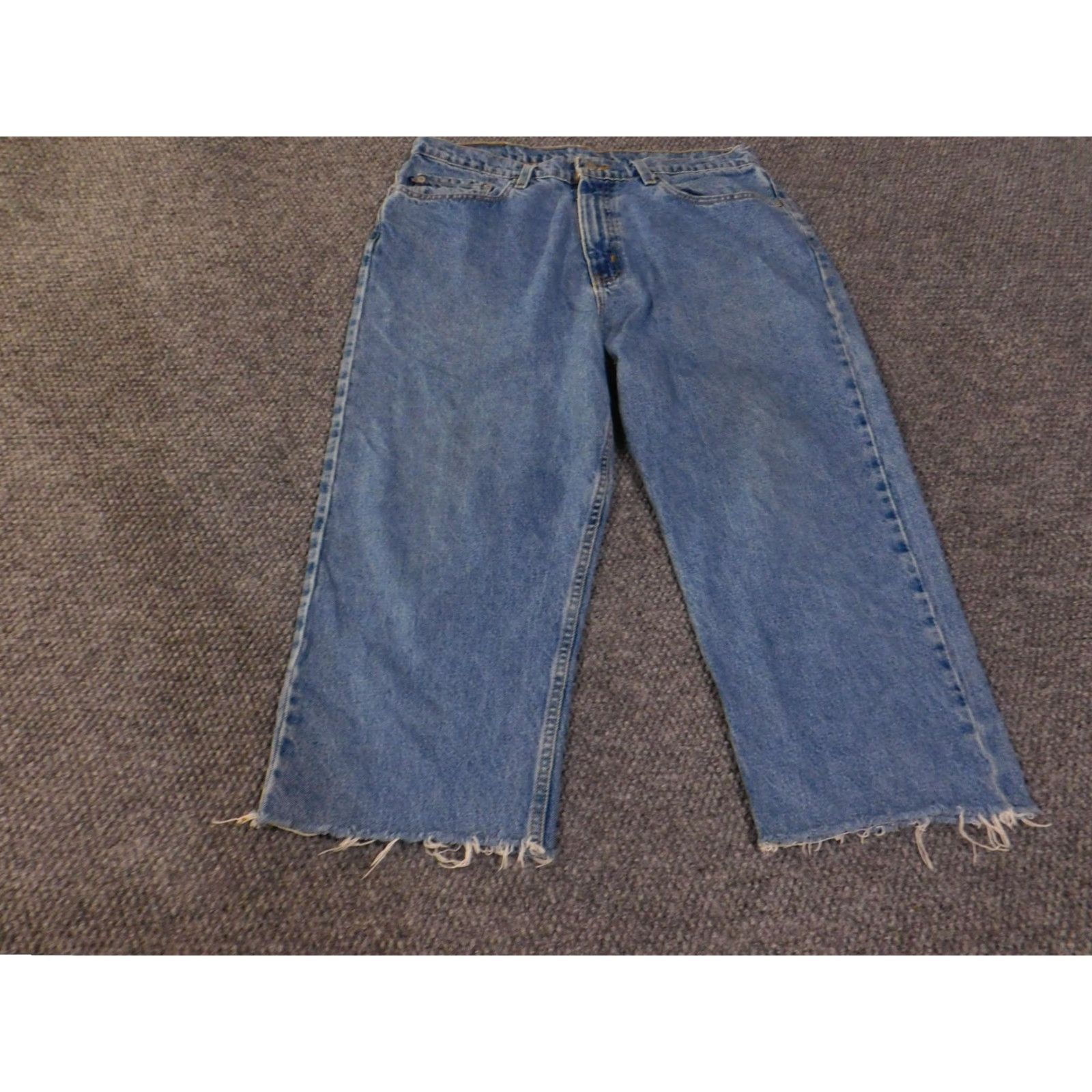 Ralph Lauren VINTAGE Ralph Lauren Jeans Mens 36x22 Blue Denim Straight Leg Distressed Frayed Hem Cotton Zip Size US 36 / EU 52 - 2 Thumbnail