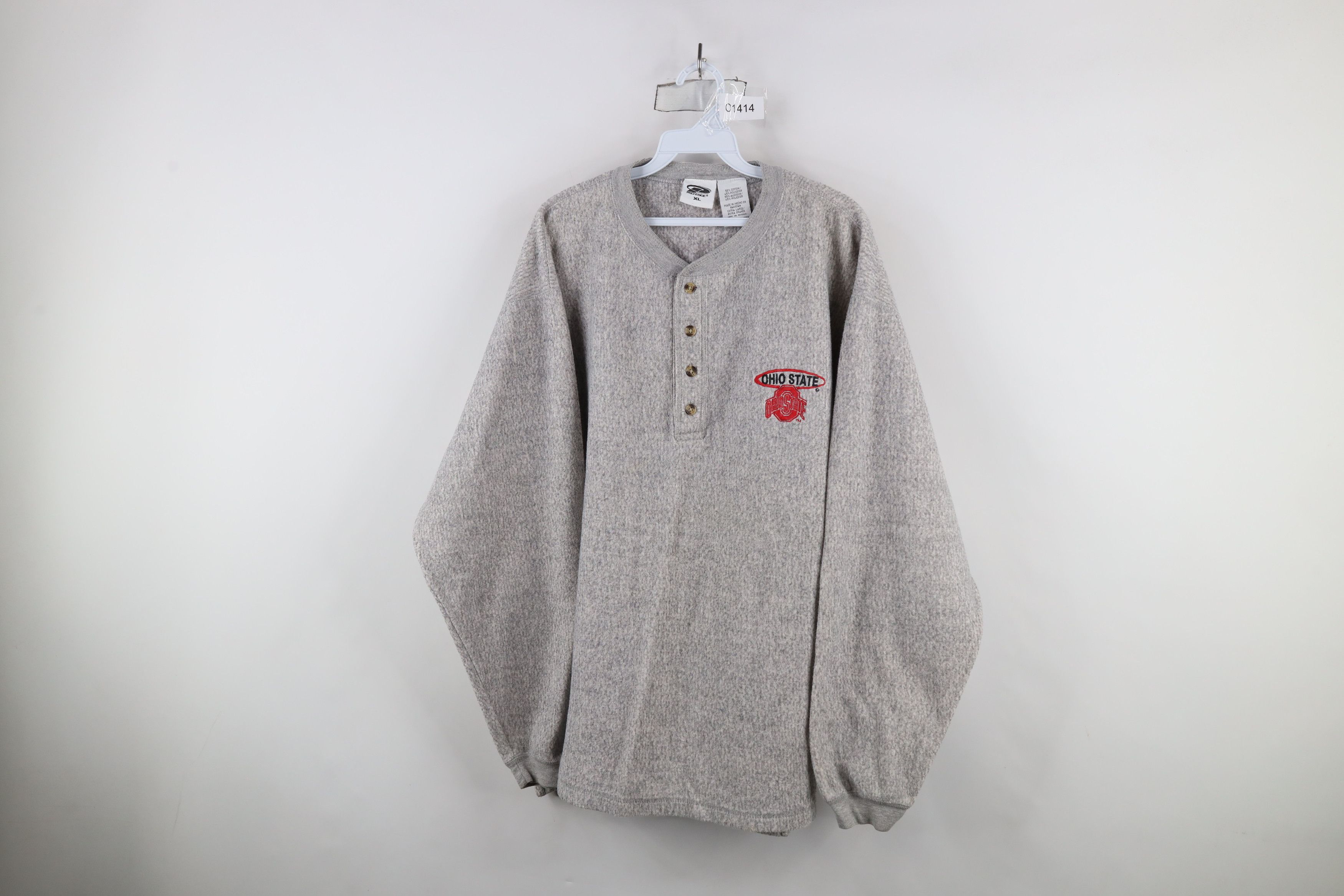 Vintage Vintage 90s Fleece Ohio State University Henley Sweatshirt Size US XL / EU 56 / 4 - 1 Thumbnail