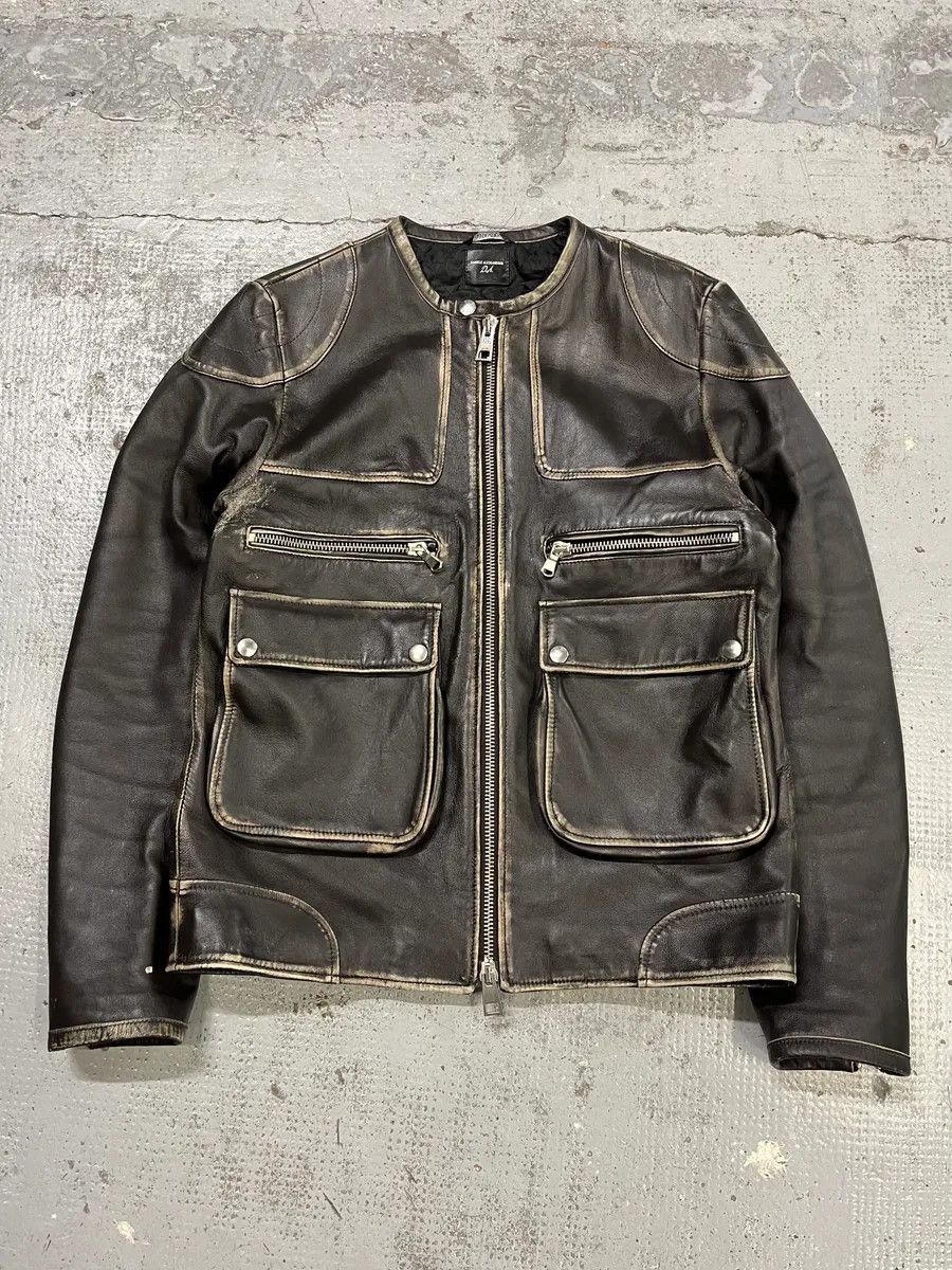 Daniele Alessandrini 2000s Daniele Alessandrini Aged Brown Leather Jacket Size US M / EU 48-50 / 2 - 4 Thumbnail