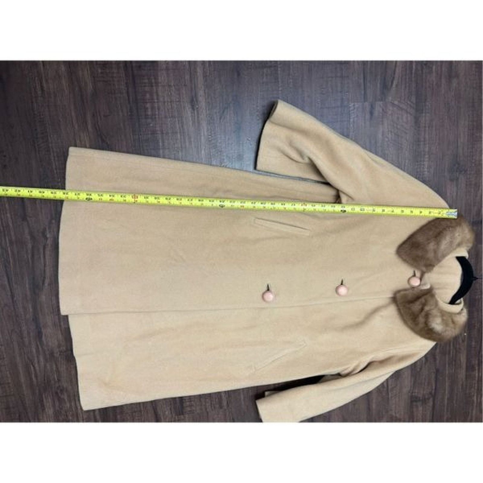 Anthropologie National Board Tan Cashmere Button Fur-Lined Coat Size 38 Size M / US 6-8 / IT 42-44 - 2 Thumbnail