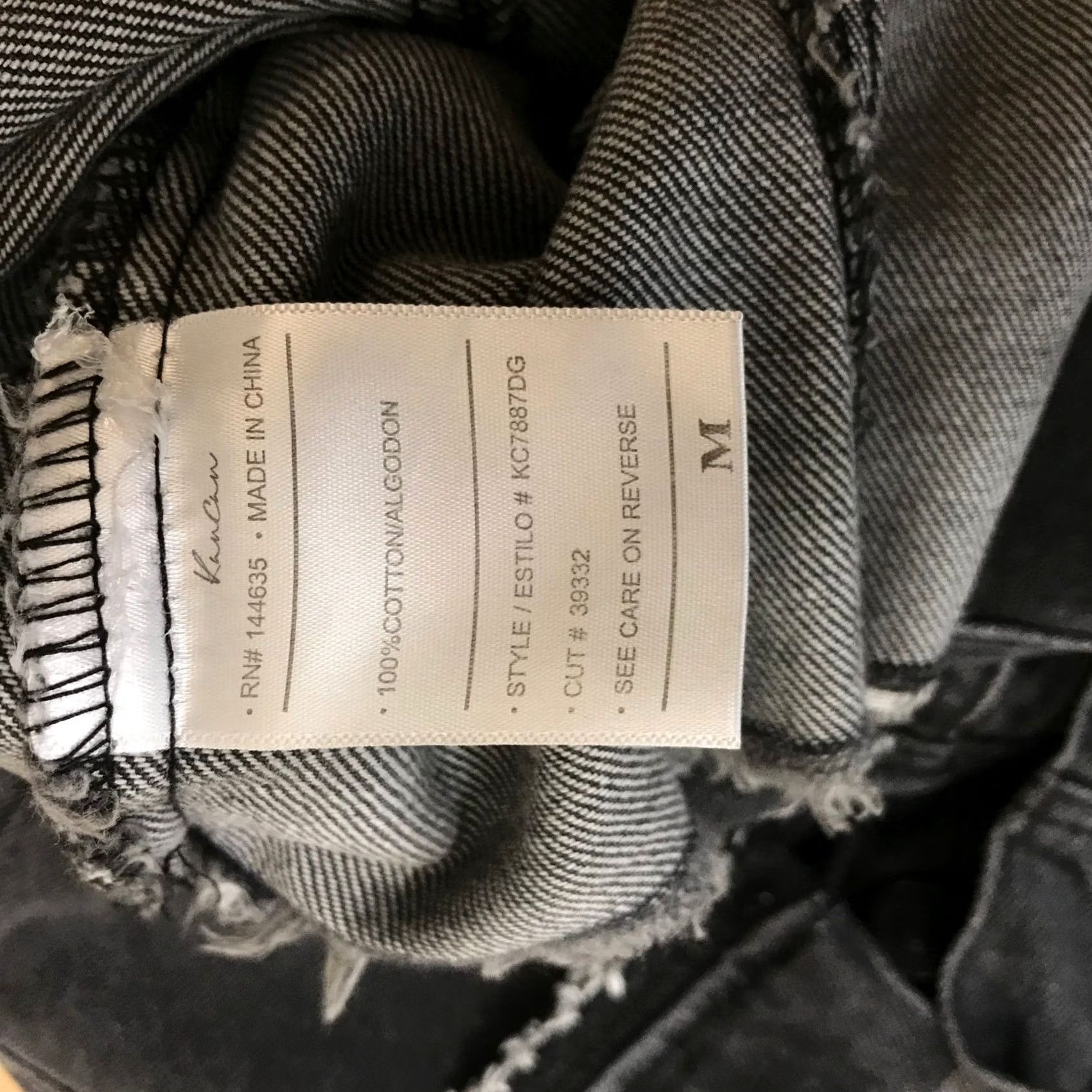 Vintage Kancan Los Angeles Distressed Denim Jacket Charcoal Grey Cropped Raw Hem Evening? Size M / US 6-8 / IT 42-44 - 8 Thumbnail