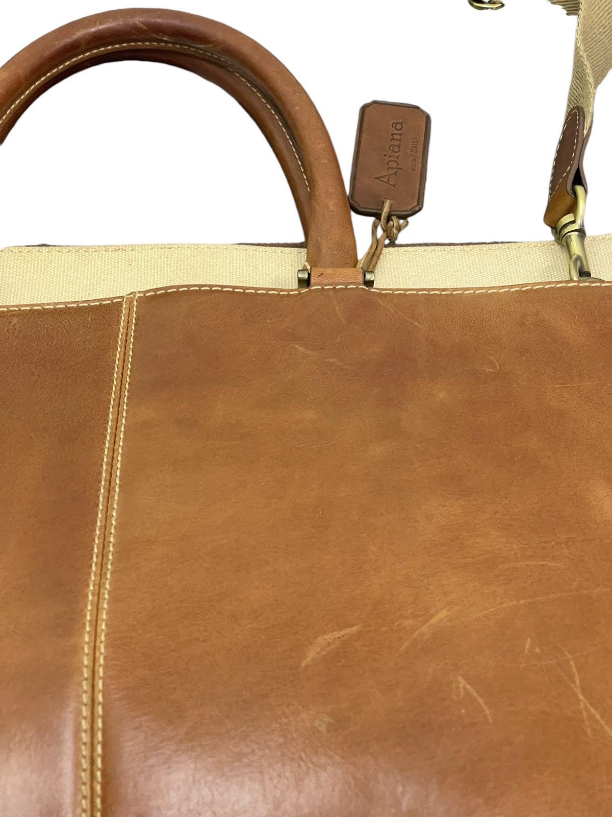 Leather Leather Cotton Canvas Apiana Office Bag 9🟩 Size ONE SIZE - 8 Thumbnail