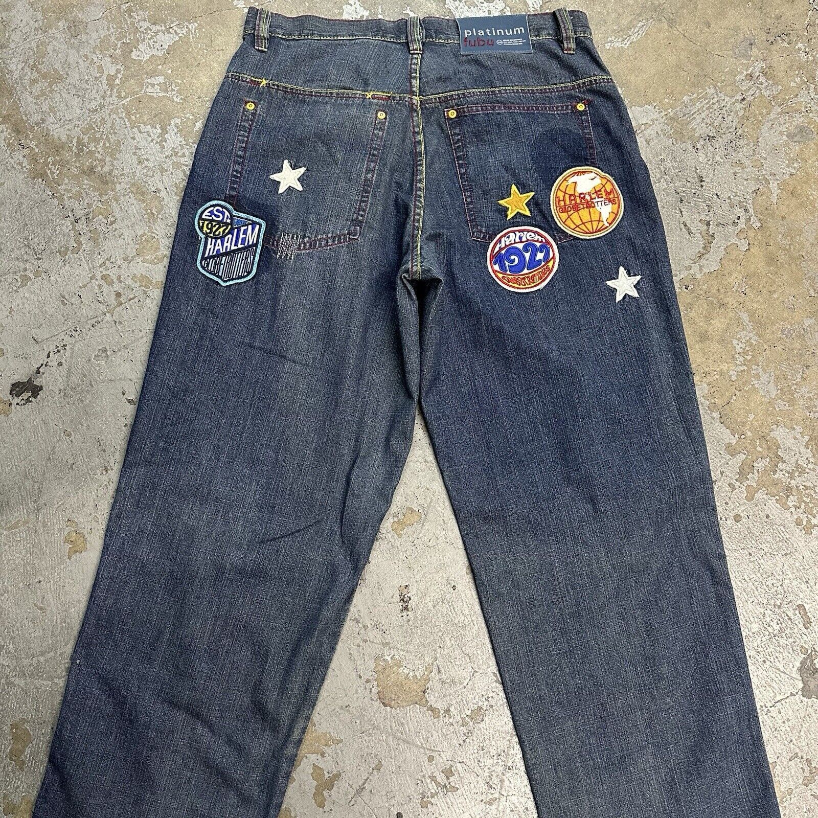 Fubu × JNCO × Southpole Vintage Y2K Fubu Harlem Globetrotters Baggy Denim Jeans Size US 34 / EU 50 - 5 Thumbnail