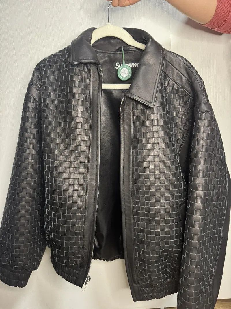 Supreme Woven Leather Jacket | Grailed