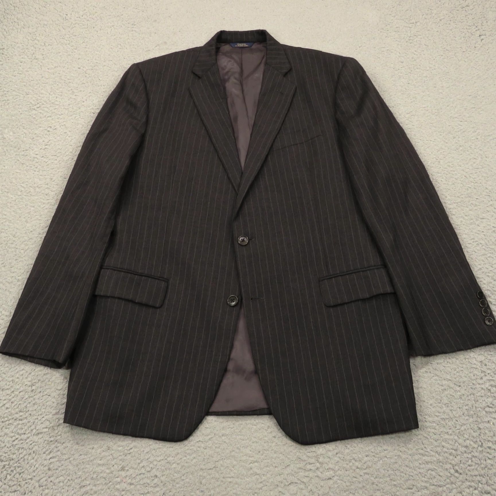 Brooks Brothers Brooks Brothers Suit 44L Madison Estrato Charcoal Pinstripe Pleated Pant 38x32 Men 2 Piece Gray Wool Size 44R - 5 Thumbnail