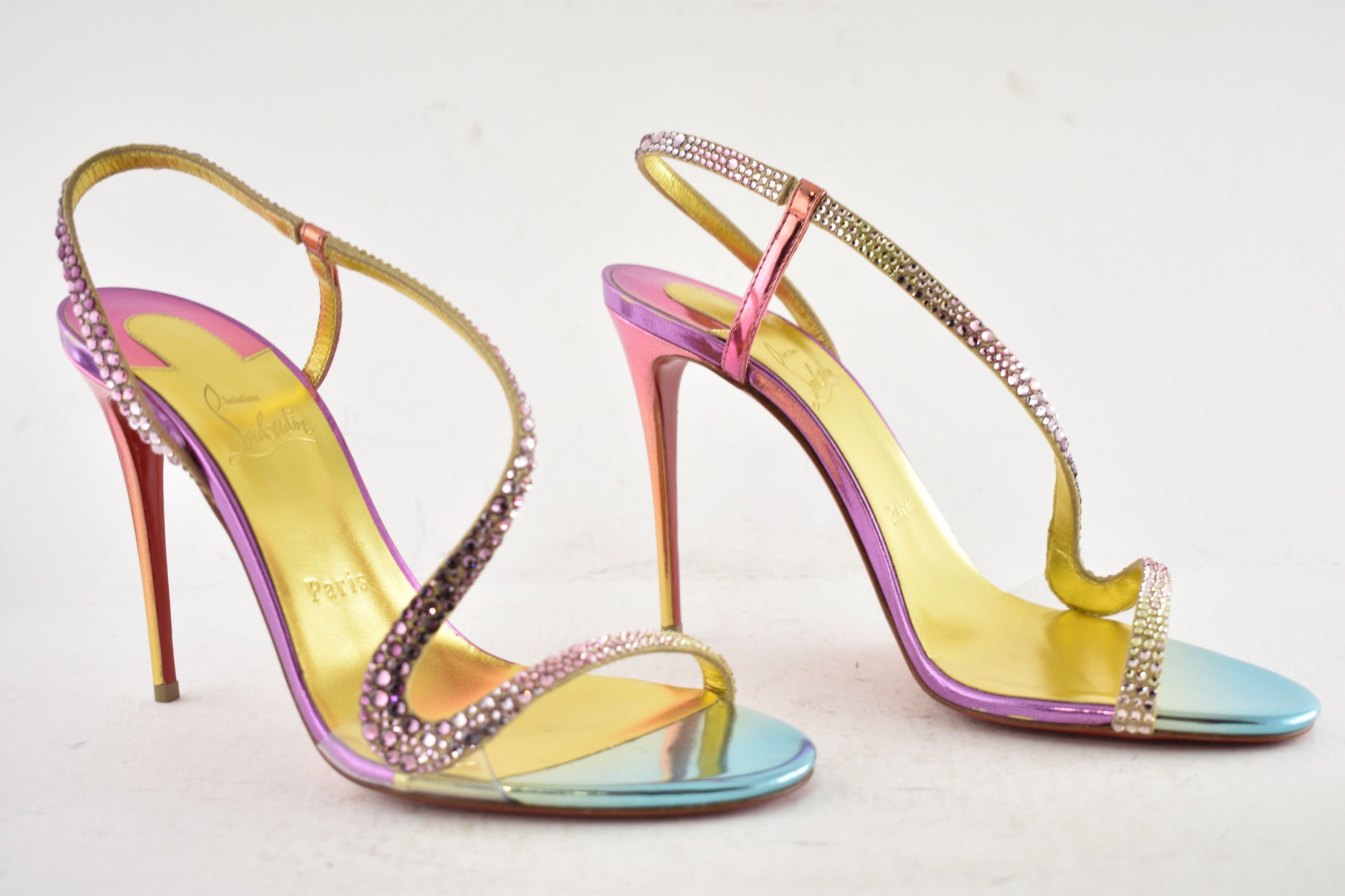 Christian Louboutin Rosalie Strass Boreal 100 Ankle Strap Sandal Heel Pump 39 Size US 9 / IT 39 - 4 Thumbnail