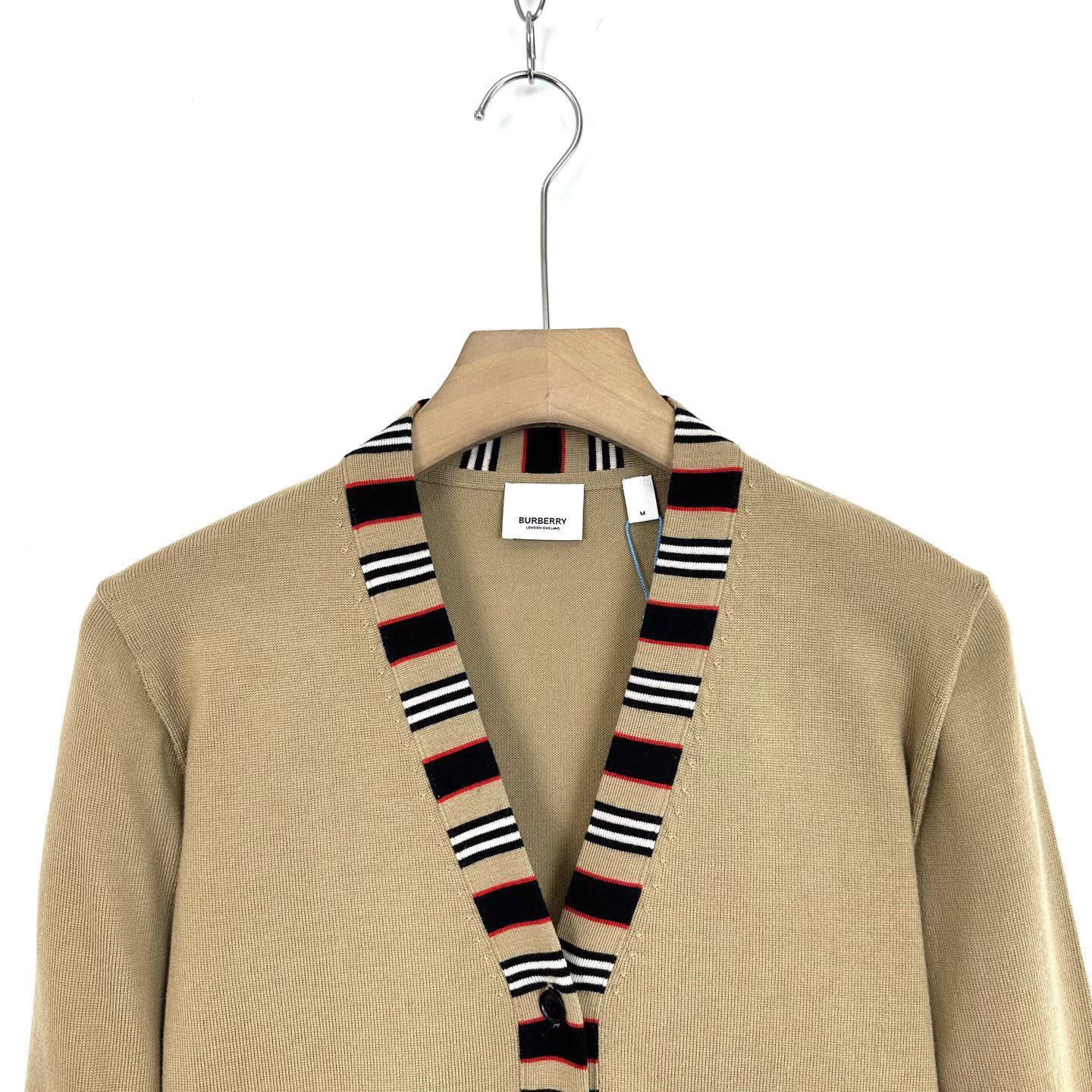 Burberry Burberry Khaki Striped Panel Knit Cardigan K12 Size M / US 6-8 / IT 42-44 - 3 Thumbnail