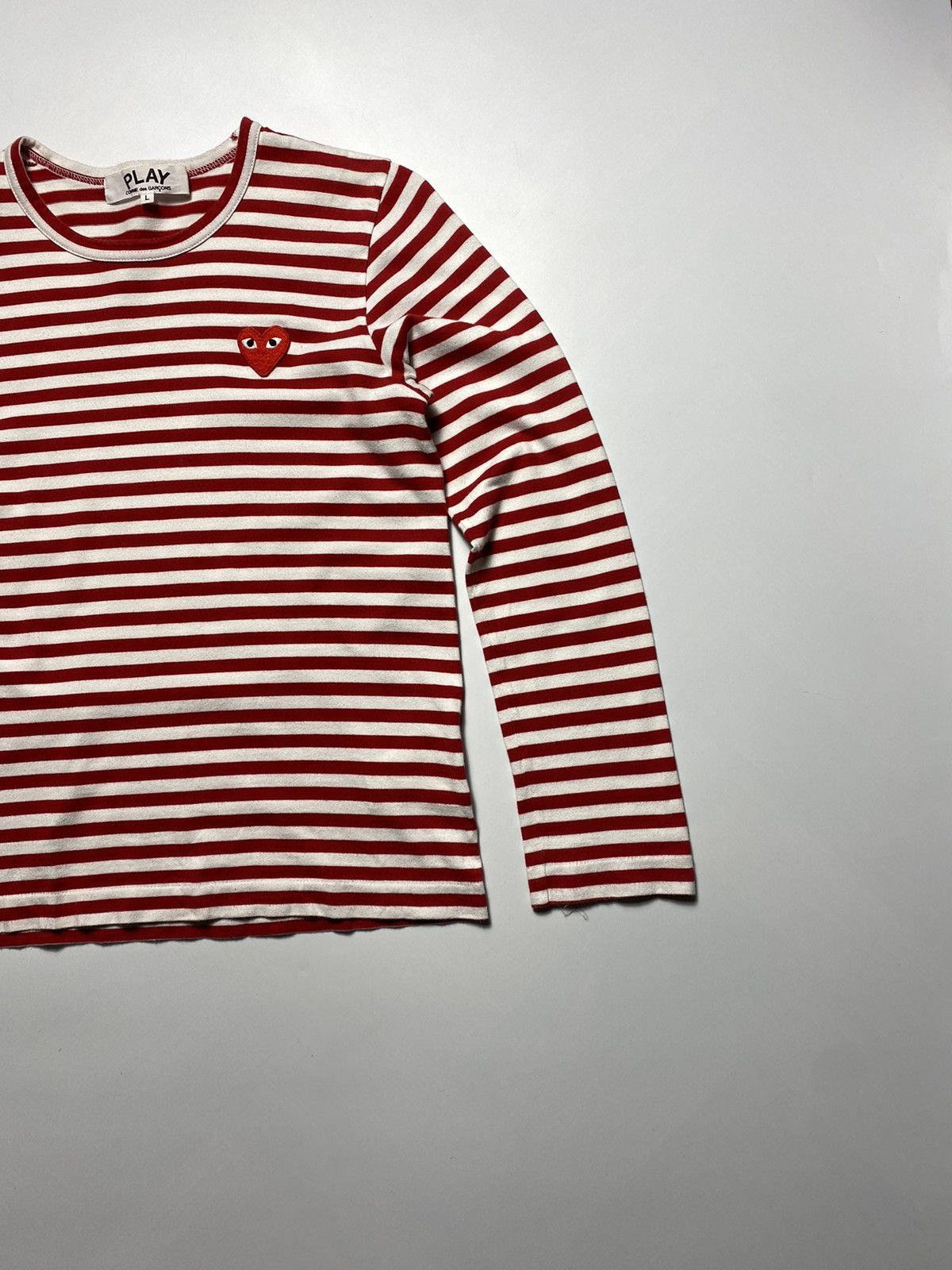 Comme des Garcons × Comme des Garcons PLAY × Japanese Brand Comme Des Garçons Play Striped Logo Long Sleeve Shirt Size L / US 10 / IT 46 - 4 Thumbnail
