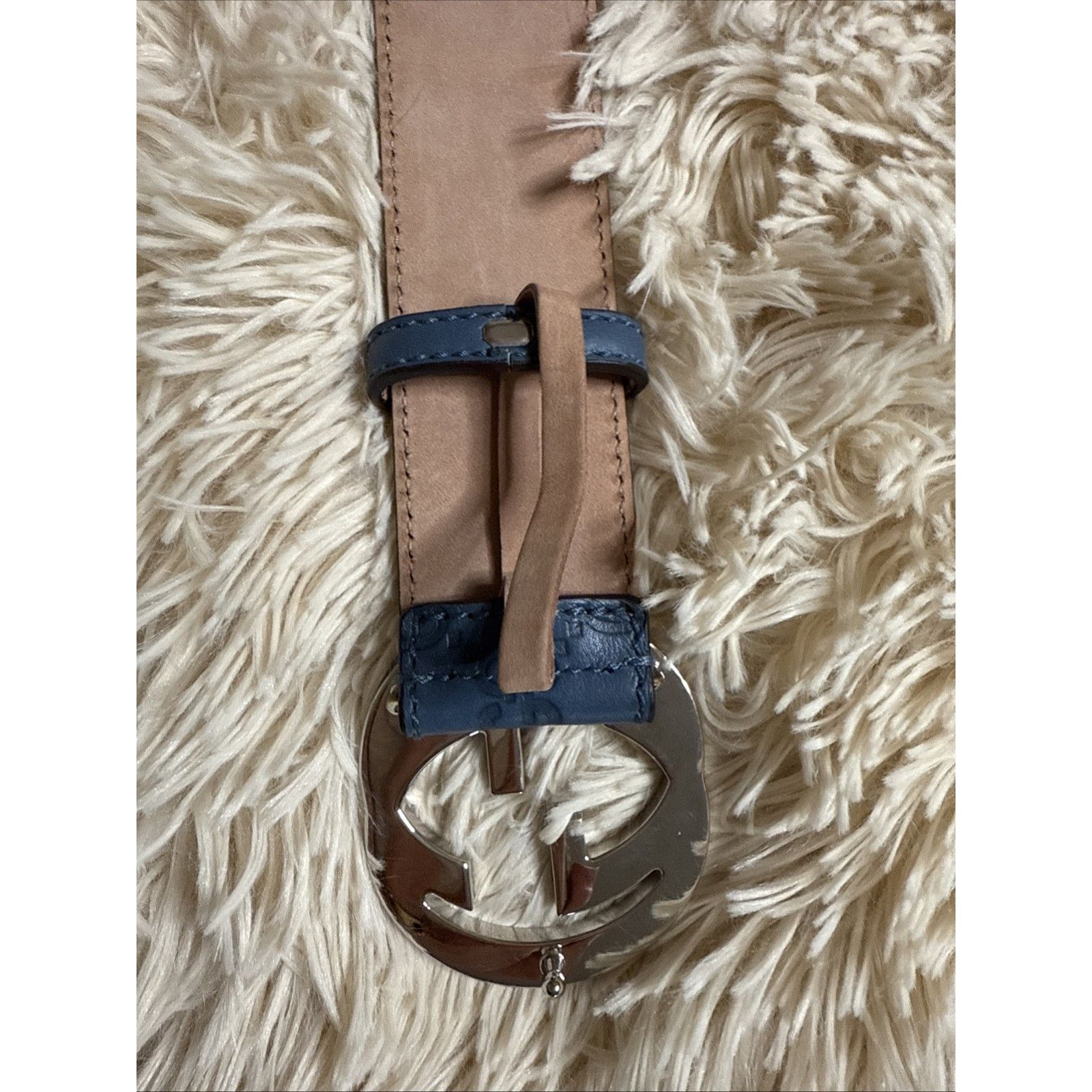 Gucci Men's Gucci Blue GG Supreme Marmont Embossed Leather Belt Size 36 - 11 Thumbnail