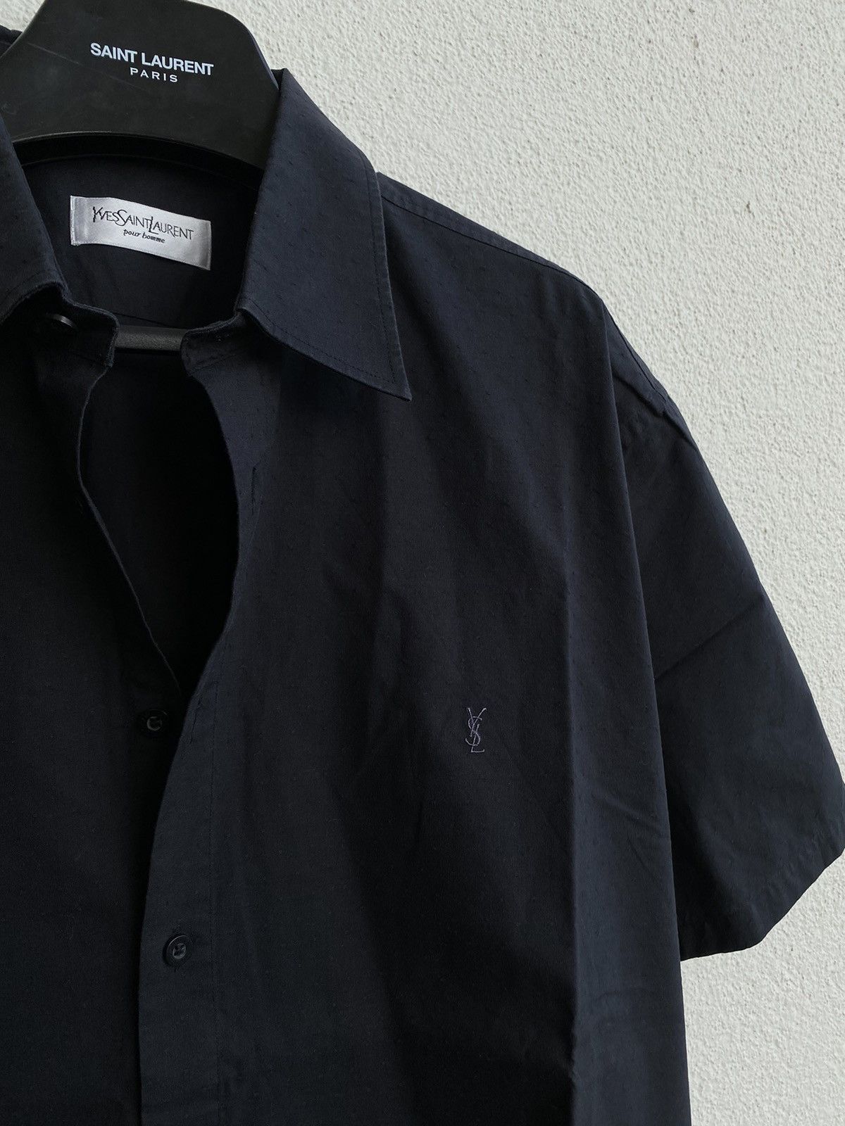 Yves Saint Laurent Black YSL Shirt Short Sleeve Button Up Collar Vintage y2k Size US XL / EU 56 / 4 - 17 Thumbnail