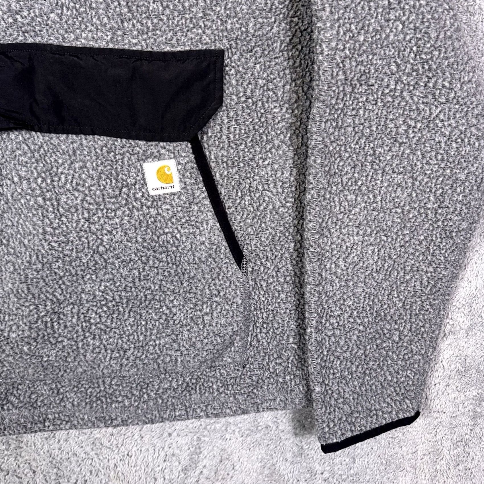 Carhartt Carhartt Mens L Gray Sherpa Fleece Pullover Jumper Relaxed 1/4 Snap 104991 0J4991-M Size US L / EU 52-54 / 3 - 2 Thumbnail