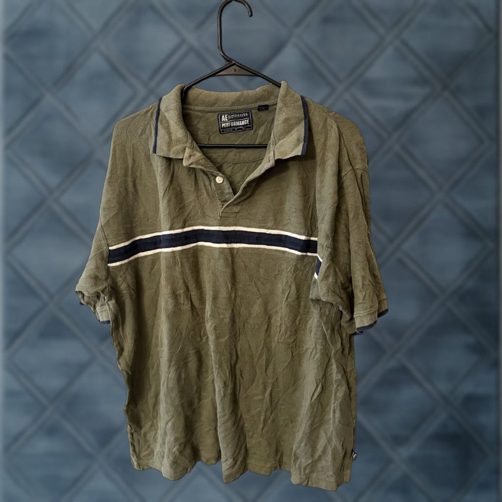 American Eagle Outfitters American Eagle Polo Shirt Mens XL Short Sleeve Green Stripe Size US XL / EU 56 / 4 - 1 Thumbnail
