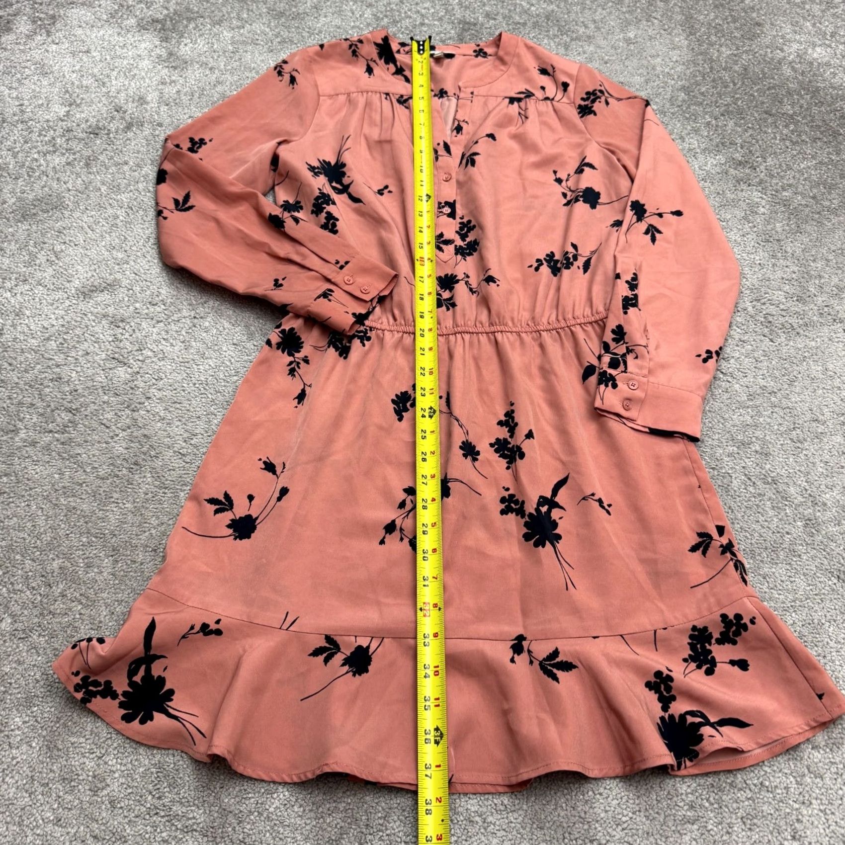 Missguided Joie Acey Floral Ruffle Mini Dress Women Medium Pink Black Long Sleeve Button Up Size S / US 4 / IT 40 - 7 Thumbnail