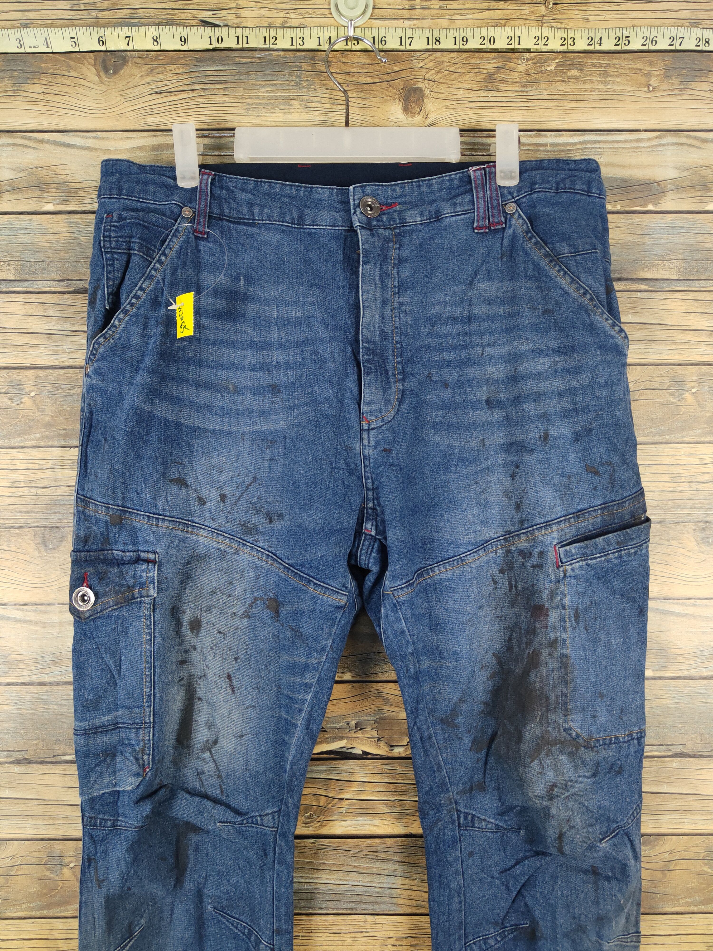 Japanese Brand FieldCore Dark Blue Distressed Ripped denim Jeans #W2085 Size US 36 / EU 52 - 2 Thumbnail