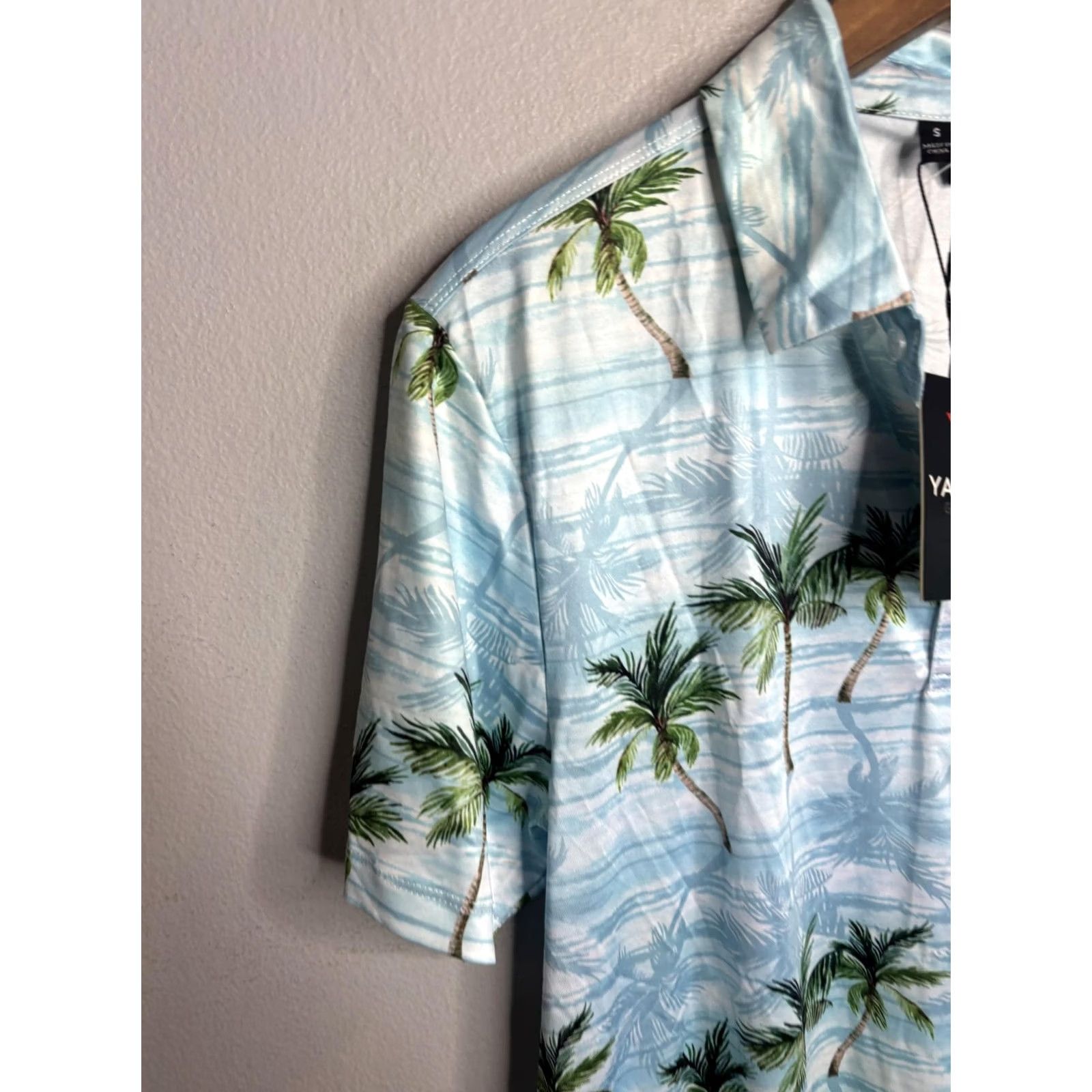 Vintage Yatta Golf Shirt Mens S Blue Palm Tree Hawaiian Polo Golf Tropical Performance Size US S / EU 44-46 / 1 - 2 Thumbnail