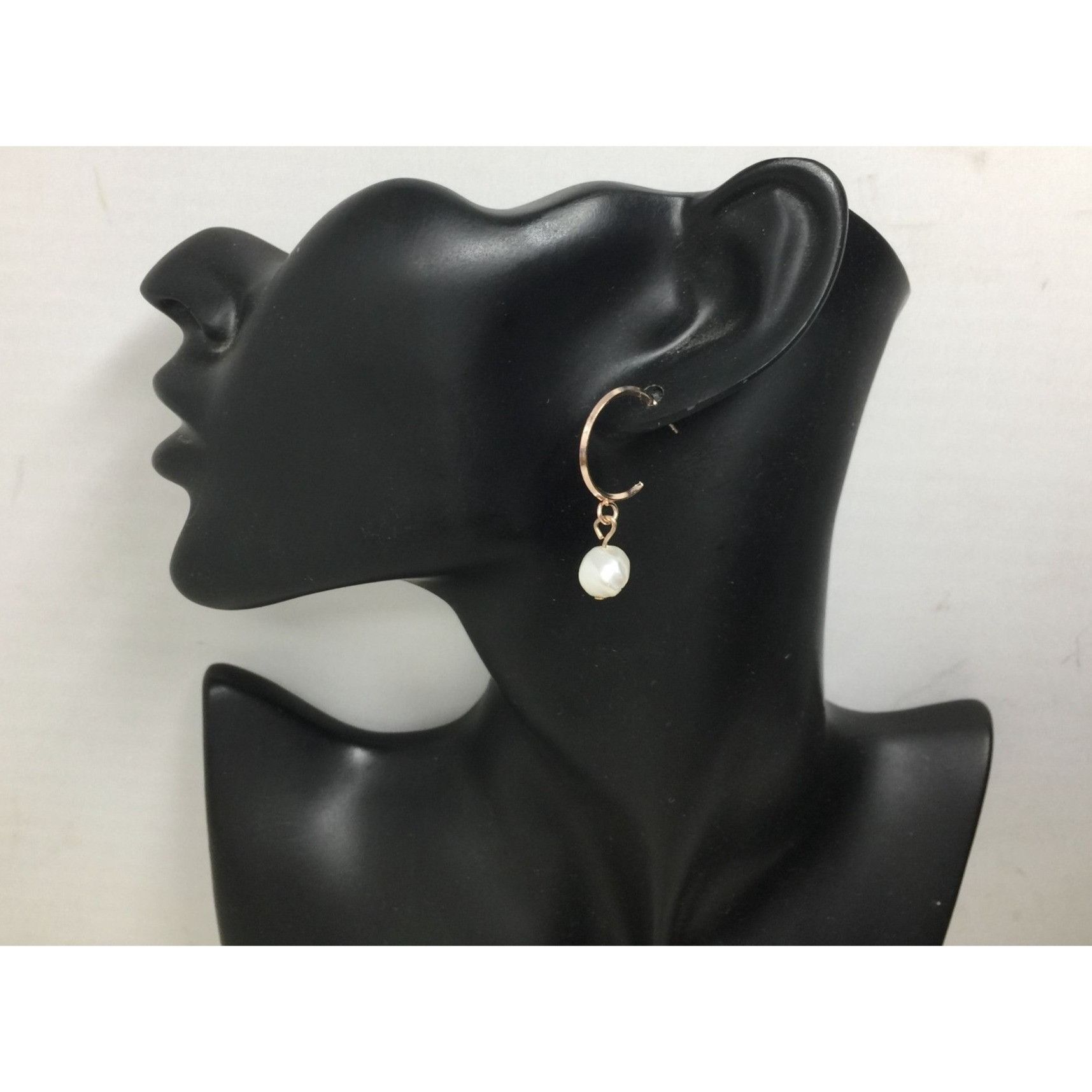 Other Women's Rose Gold Hoop Earrings with Faux White Pearl Size ONE SIZE - 2 Thumbnail