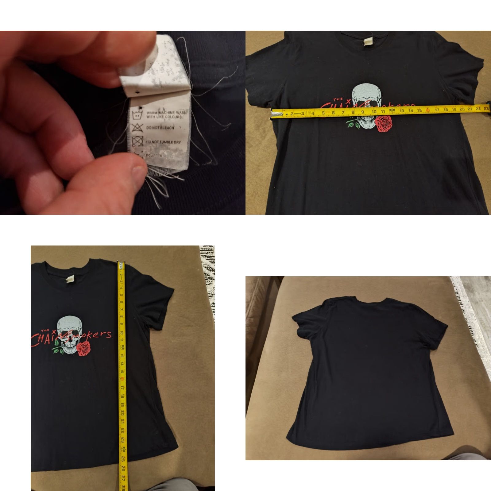 Vintage The Chainsmokers Shirt Women XL Black Skull T-Shirt Concert Tee Womens Size XL / US 12-14 / IT 48-50 - 8 Thumbnail