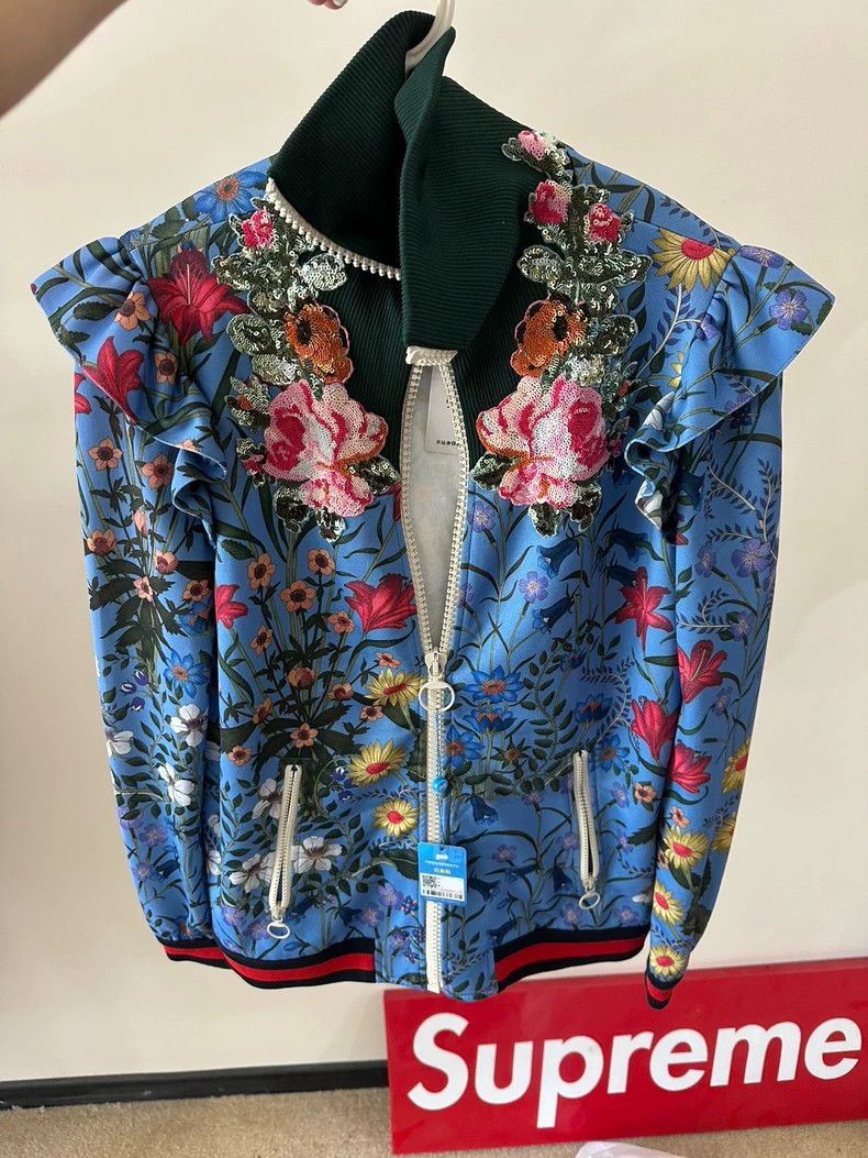 Gucci Gucci Blue Floral Embroidered Jacket - dmc Size US M / EU 48-50 / 2 - 1 Thumbnail