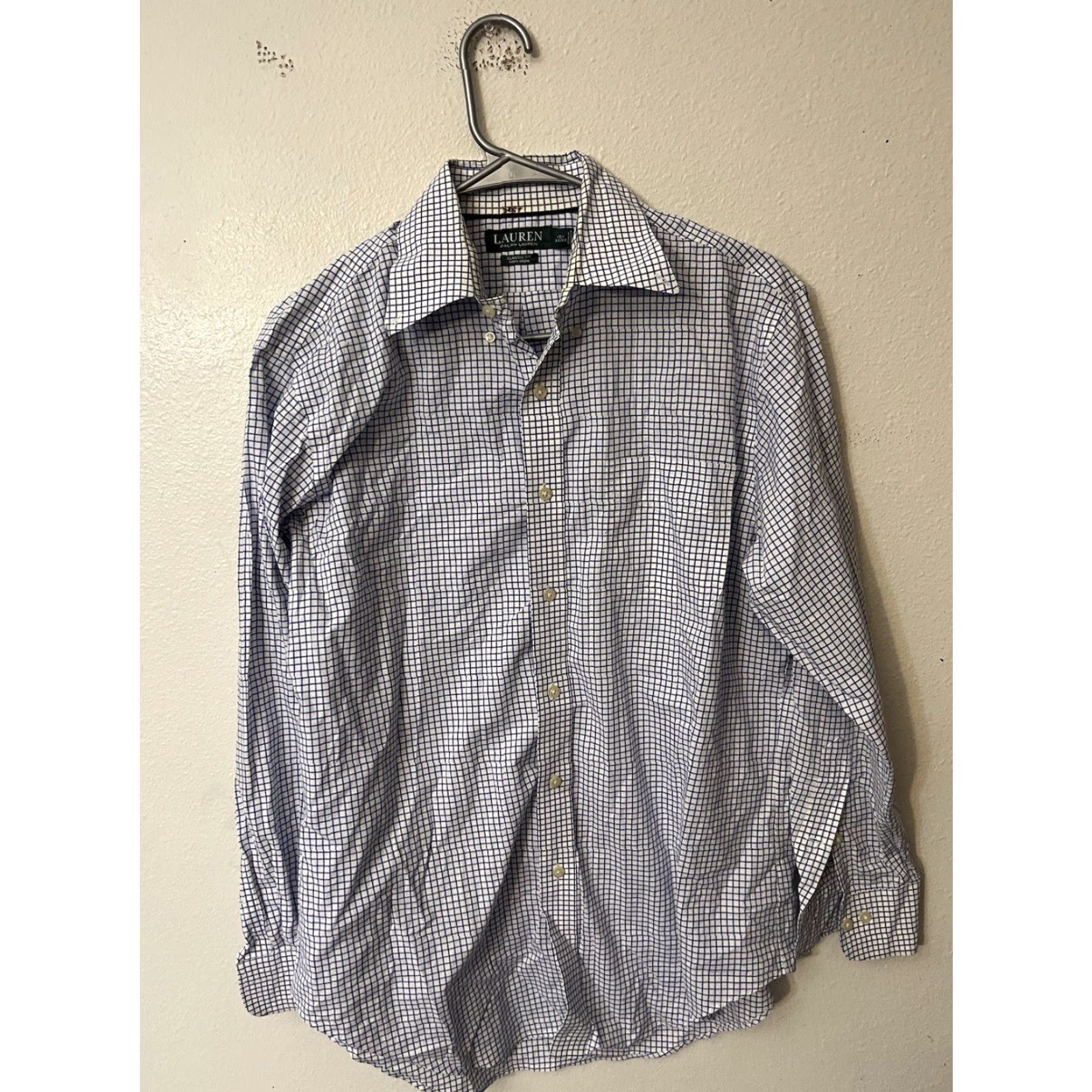 Ralph Lauren Lauren Ralph Lauren Men Shirt Button Classic Fit Non Iron Blue Plaid 15.5 Flaw Size US M / EU 48-50 / 2 - 2 Thumbnail