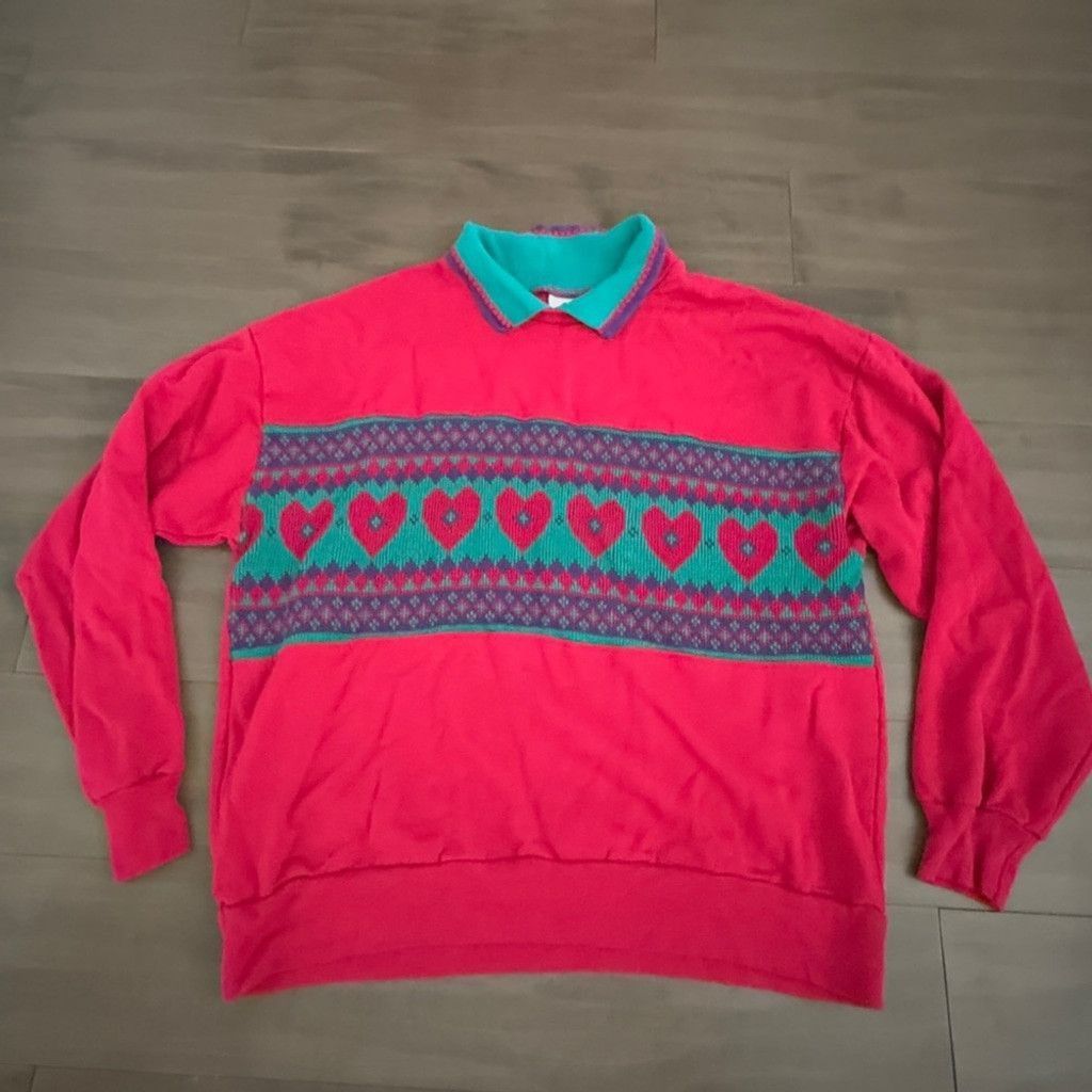 Other Nucleus vintage ladies hearts sweater large 80s Size L / US 10 / IT 46 - 1 Thumbnail