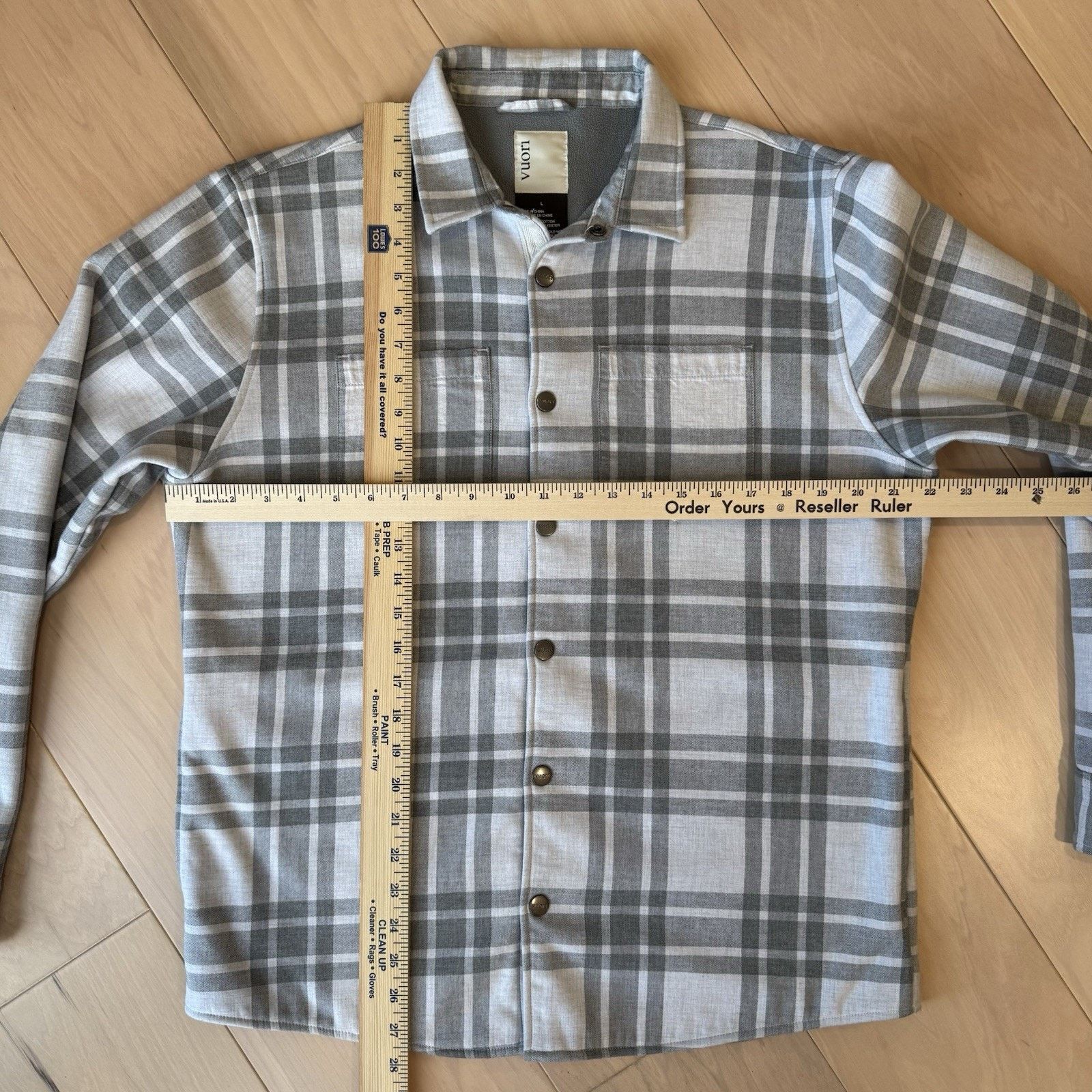 Vuori Vuori Range Shirt Jacket L Gray Snap Plaid Button Flannel Size US L / EU 52-54 / 3 - 3 Thumbnail