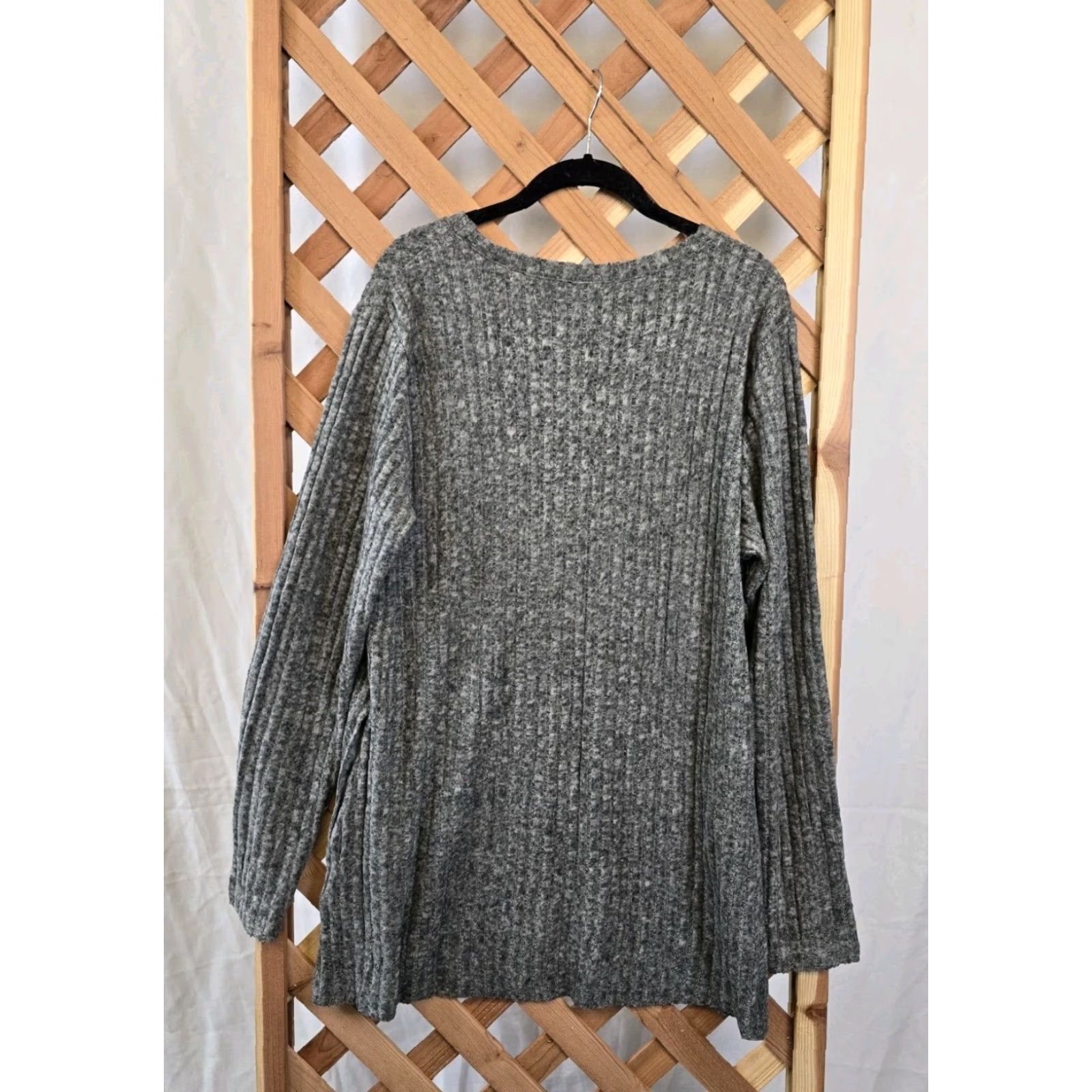 Vintage XIEERDUO Long Sleeve Crew Neck Loose Fit Tunic W/Pockets Dark Gray Sz L - NWT Women Blouse, Polyester Spandex Rayon, 3-Pocket Shirt Dressy Casual Airy Size L / US 10 / IT 46 - 7 Thumbnail