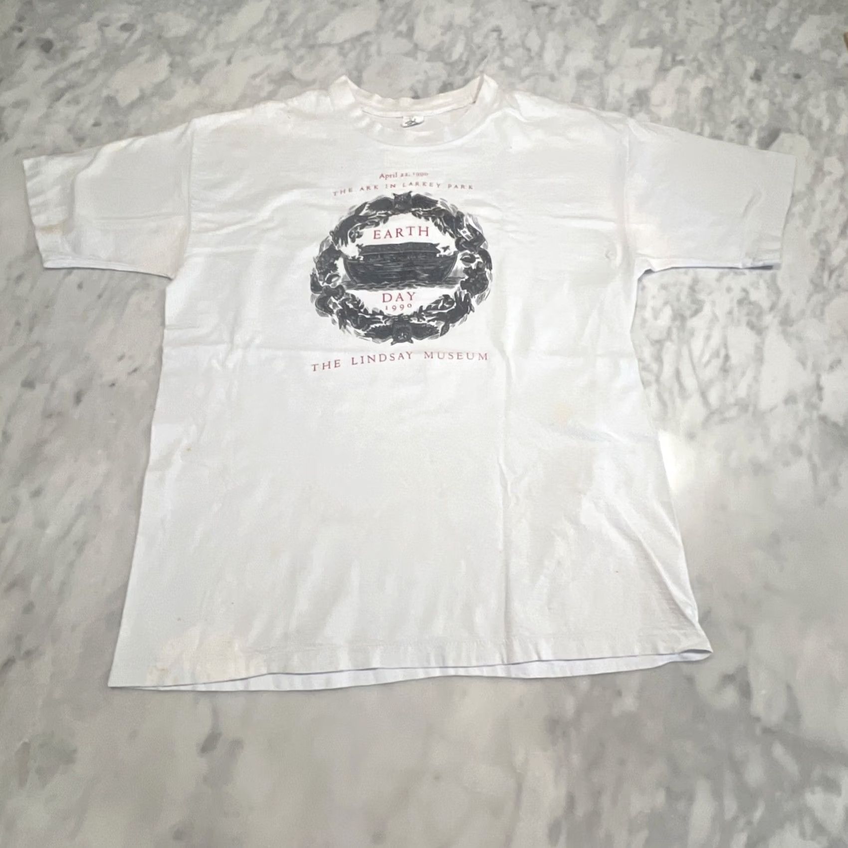 Vintage 1990 Earth Day T Shirt Large Ark In Larkey Park Lindsay Museum Single Stitch CA Shirt Mens L White Belton Cotton Graphic Tee Size US L / EU 52-54 / 3 - 3 Thumbnail