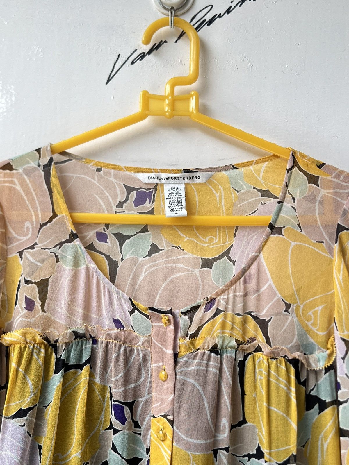Diane von Furstenberg Diane Von Furstenberg Flowers Motive Blouse Size XS / US 0-2 / IT 36-38 - 11 Thumbnail