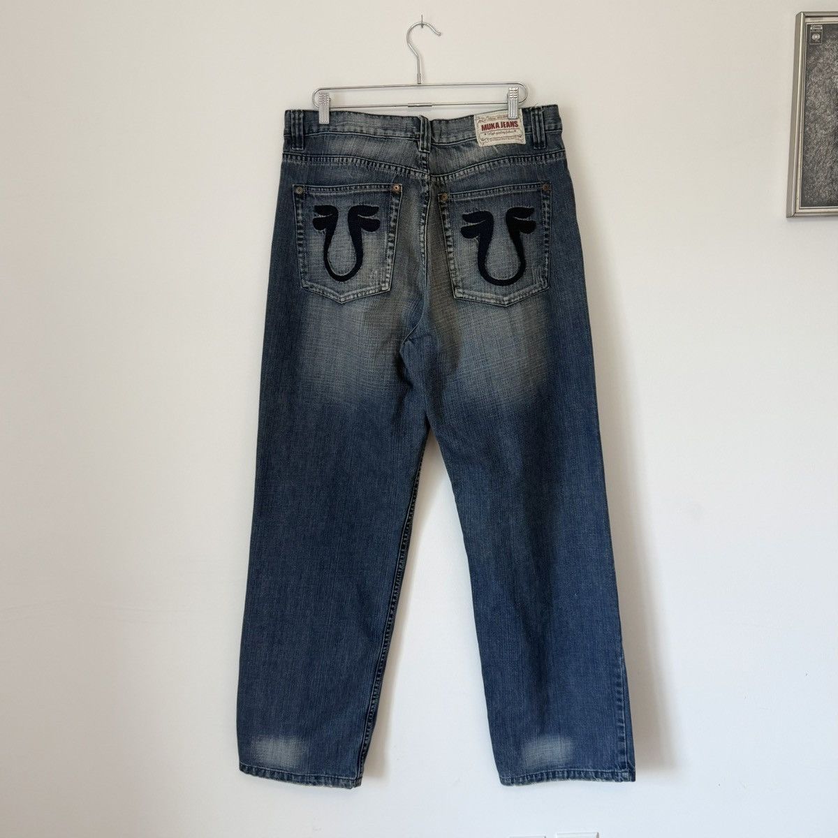 Vintage Vtg 2000s Muka Faded Distressed Baggy Jeans Skater Y2K Size US 38 / EU 54 - 2 Thumbnail