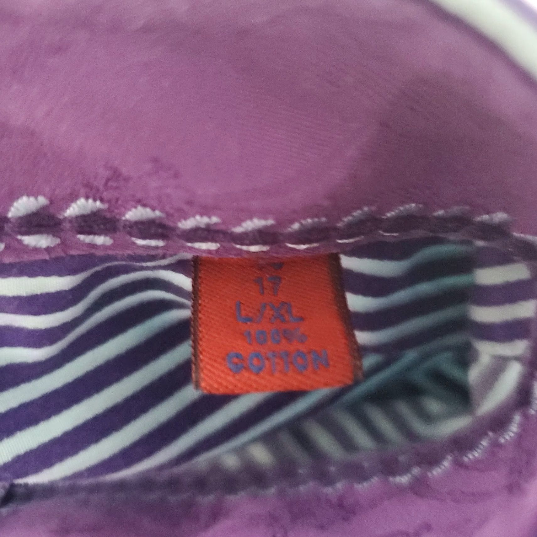 Robert Graham Robert Graham Dress Shirt Mens Purple Blue Striped 17 L/XL Flip Cuff Button Down Size 42R - 4 Thumbnail