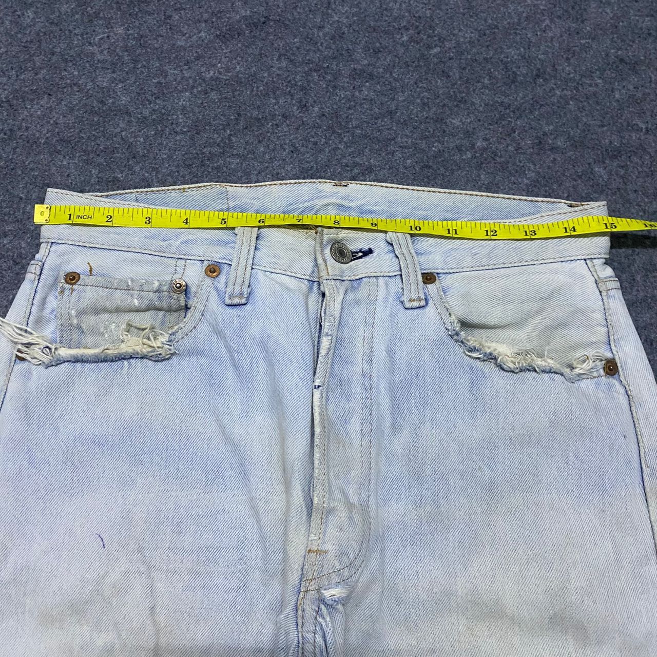 Levi's Vintage 80s Levis 501 Button 6 Distressed Denim Size US 30 / EU 46 - 3 Thumbnail