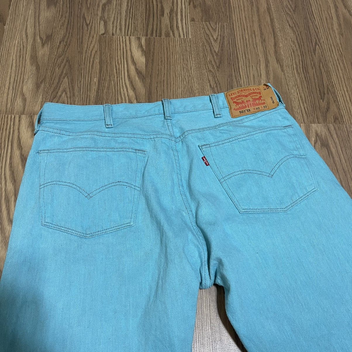 Levi's Levis 501 Shrink To Fit Button Fly Jeans Color Aqua Blue Size US 40 / EU 56 - 4 Thumbnail