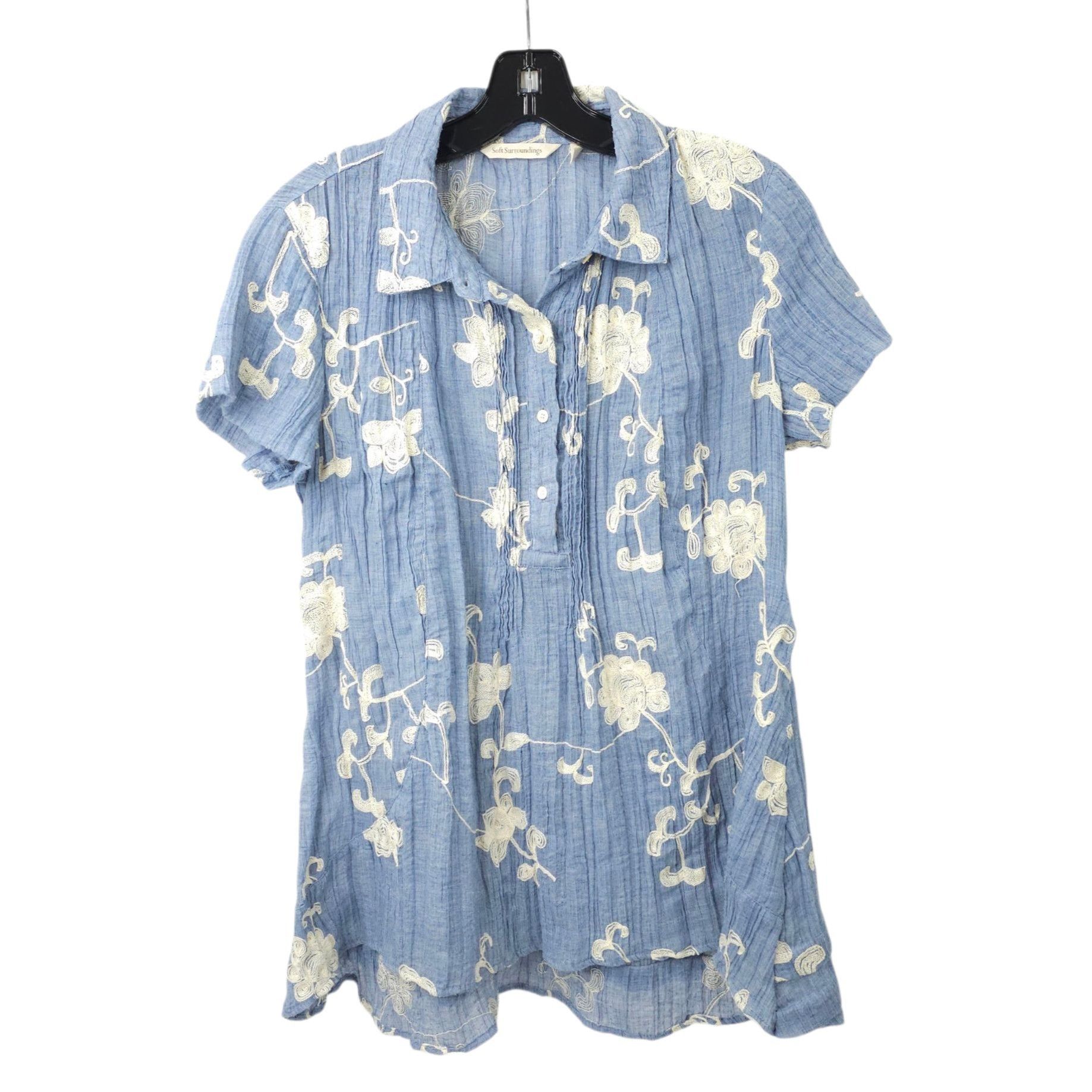 Soft Surroundings Soft Surroundings Pleated Floral Top Womens XS Embroidered Size XS / US 0-2 / IT 36-38 - 2 Thumbnail