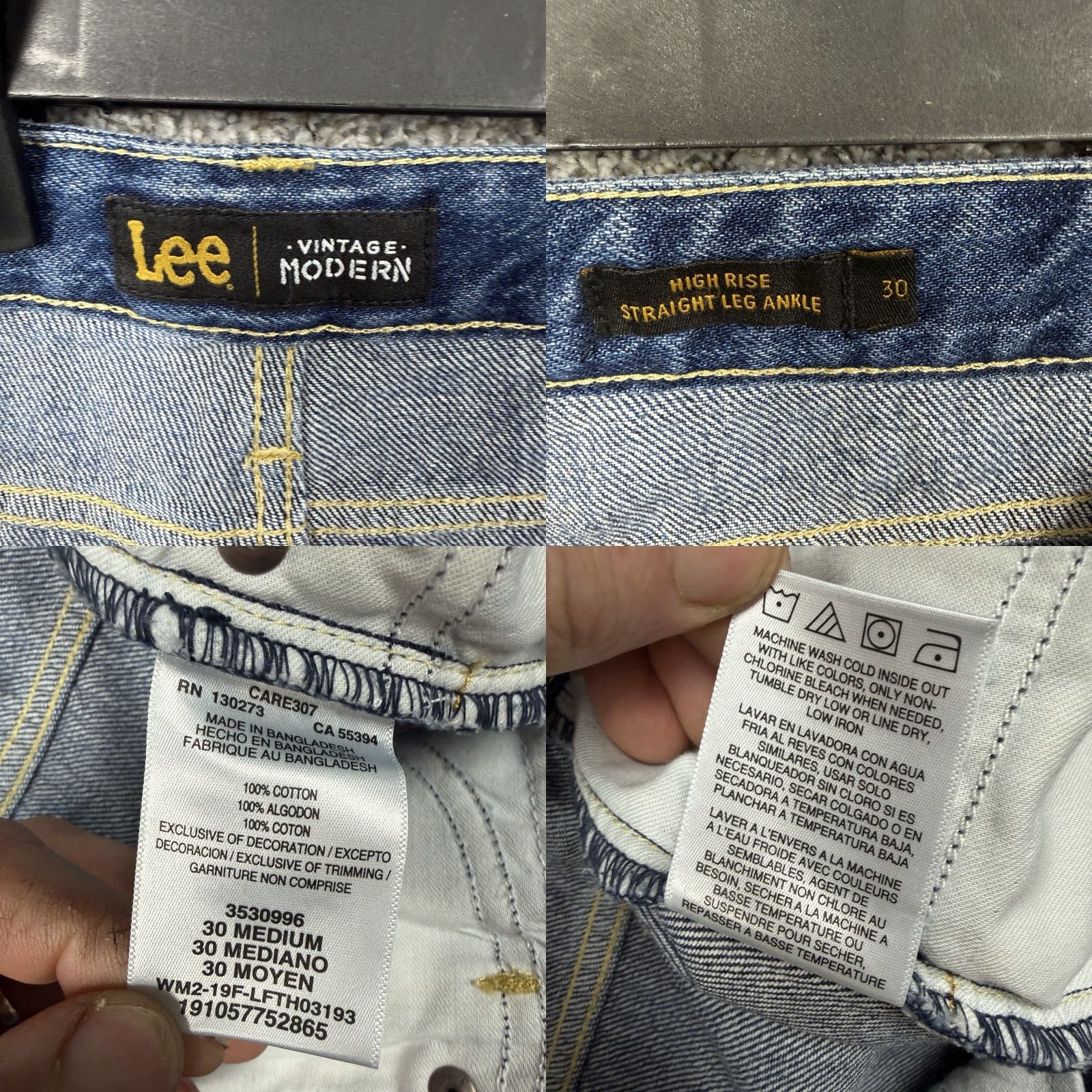 Lee Lee Vintage Modern Jeans Womens 30 Blue High Rise Straight Patchwork Denim Jeans Size 30" / US 8 / IT 44 - 8 Thumbnail