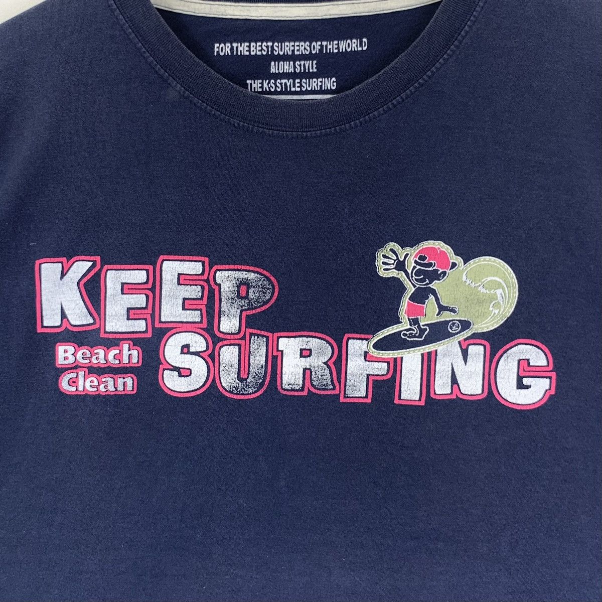 Vintage ALOHA STYLE SURFING Beach Clean Cartoon Tee Shirt Summer Size 4XL / US 24-26 - 3 Thumbnail