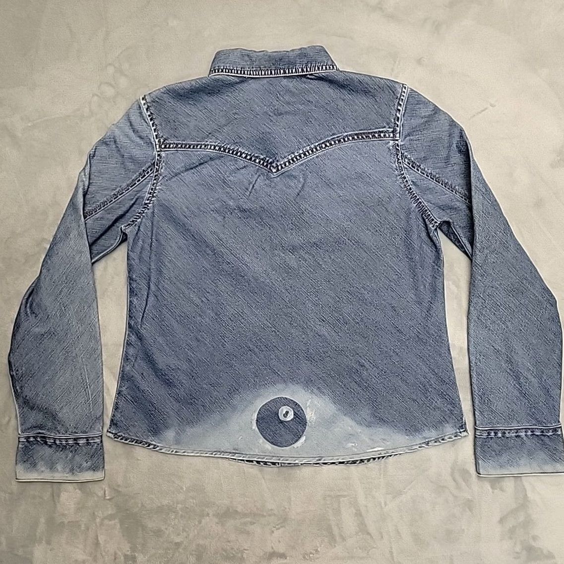 Abercrombie & Fitch Abercrombie & Fitch Shirt Womens Large Blue Denim Chambray Snap Front Long Sleeve Size L / US 10 / IT 46 - 4 Thumbnail