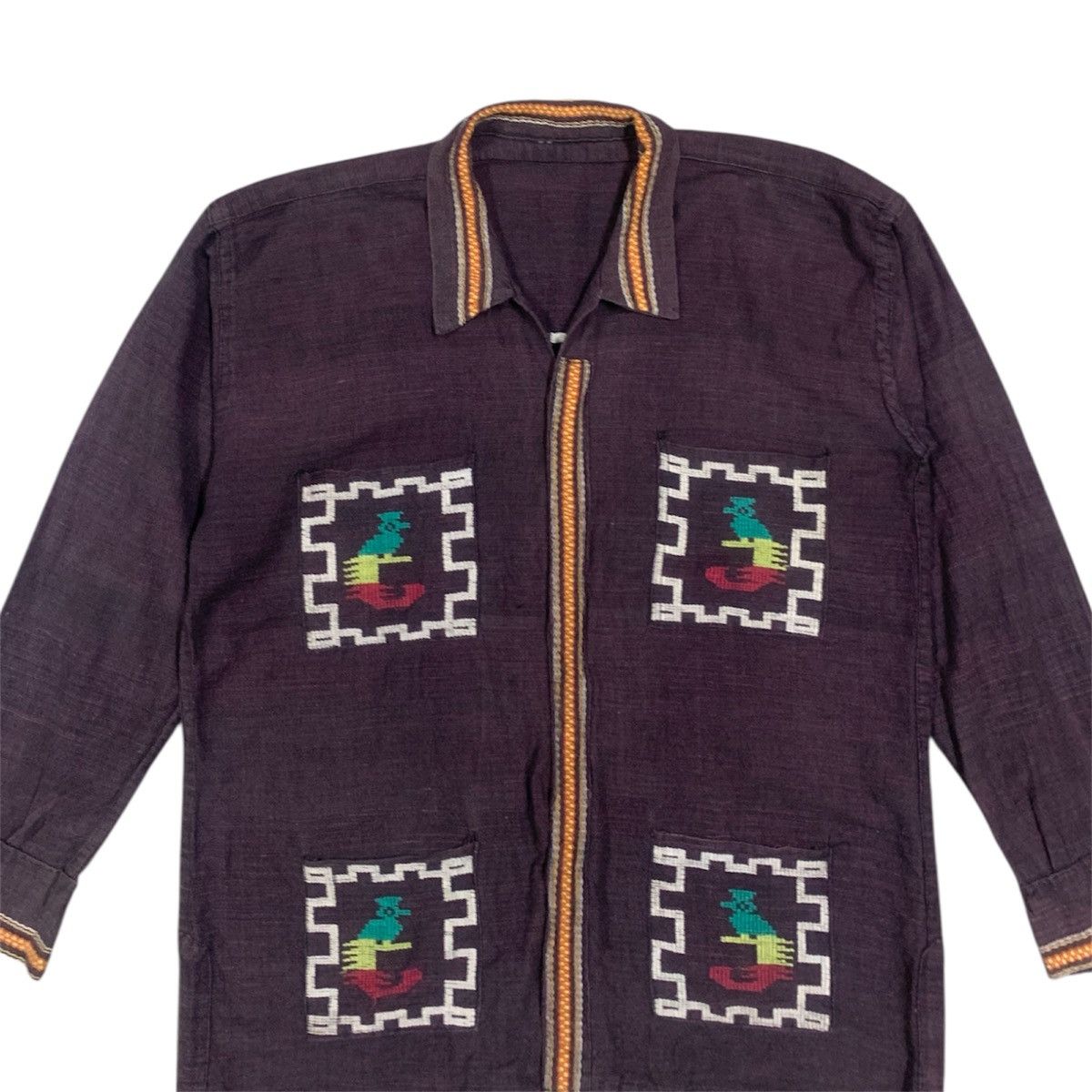 Vintage Vtg Guatemalan Quetzal Bird Aztec Handwoven Shirt Jacket Size US L / EU 52-54 / 3 - 2 Thumbnail