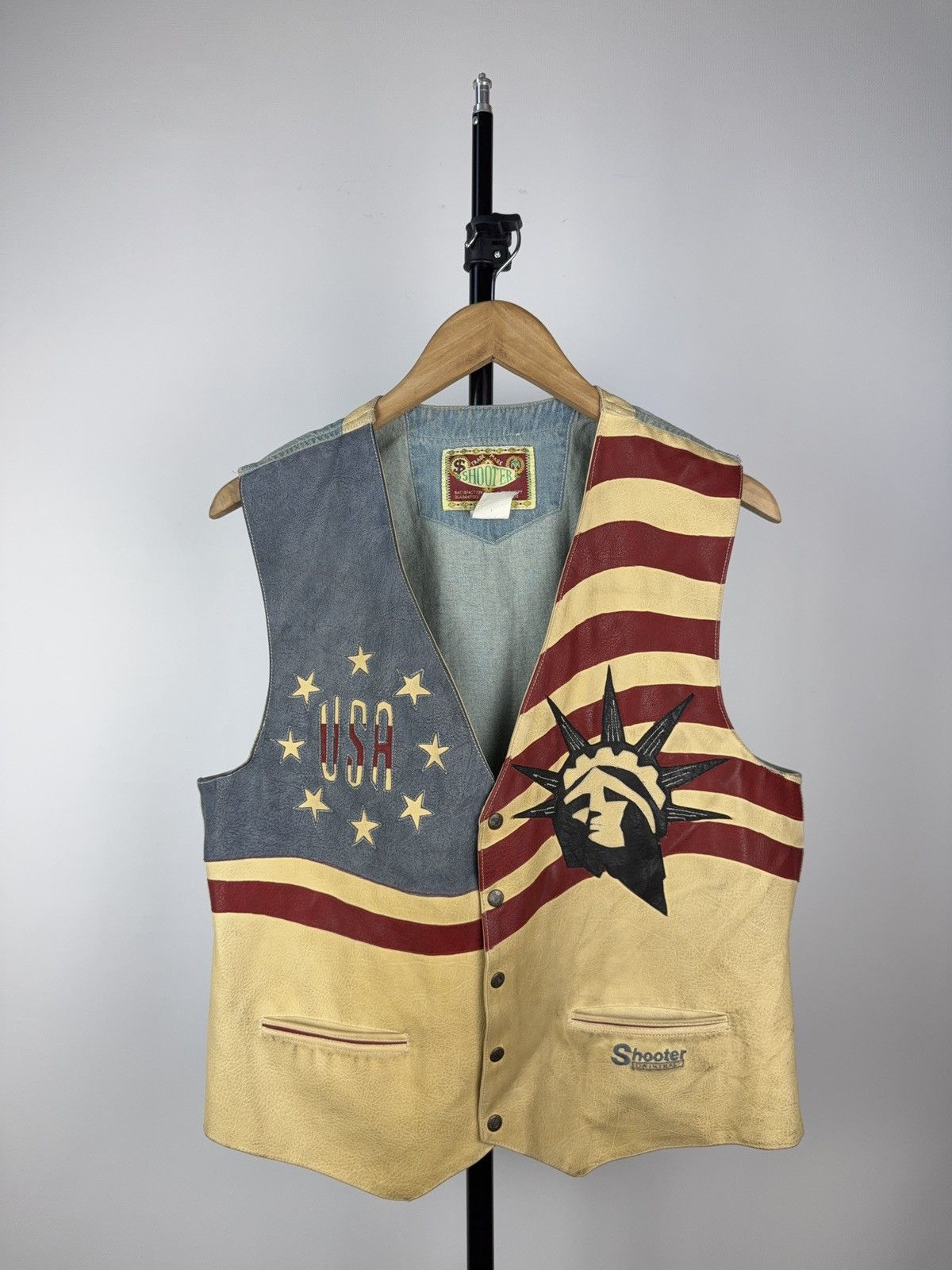 Vintage 90s Made in USA Shooter Leather Cowboy rare Vest