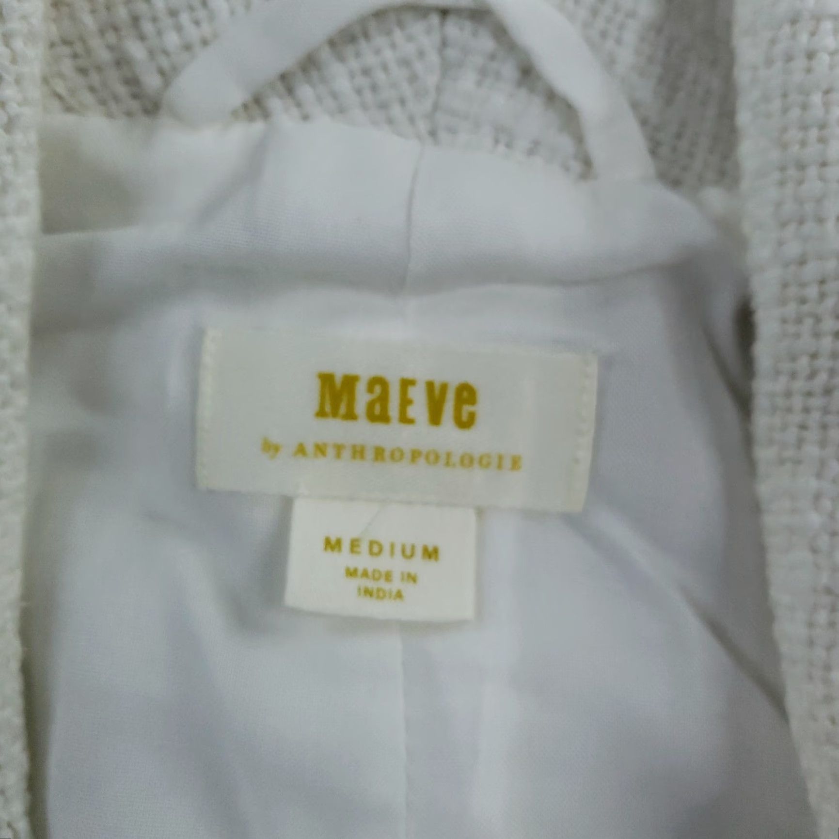 Vintage Maeve Blazer Womens Medium White Beaded Embellished Cotton Lined Geometric Tweed Shawl Lapel Single-Breasted 100% Cotton Lining Viscose Size M / US 6-8 / IT 42-44 - 5 Thumbnail
