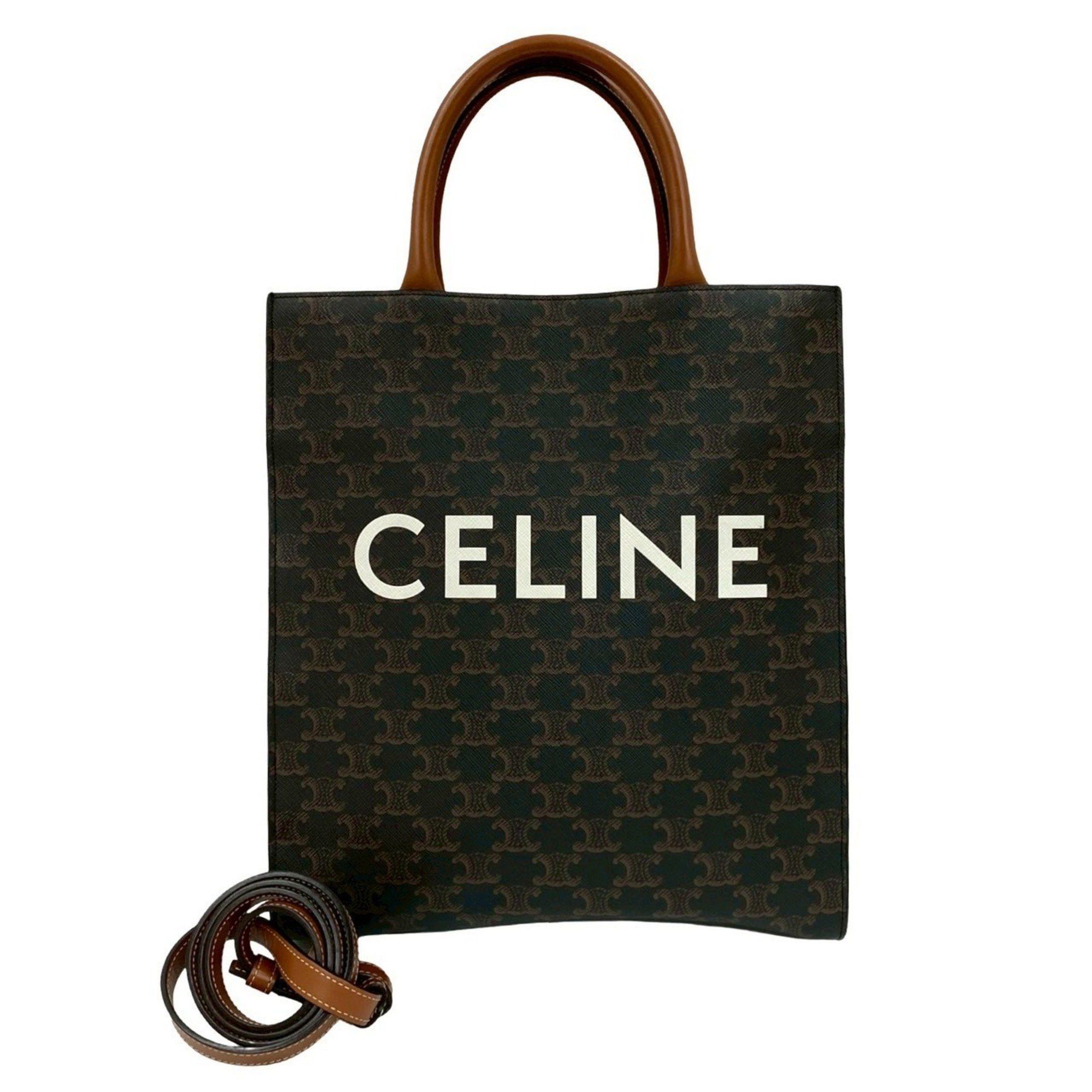 Celine CELINE Triomphe Vertical Cabas Small Leather 2-Way Handbag/Shoulder Bag, Black, b14-7 Size ONE SIZE - 1 Thumbnail