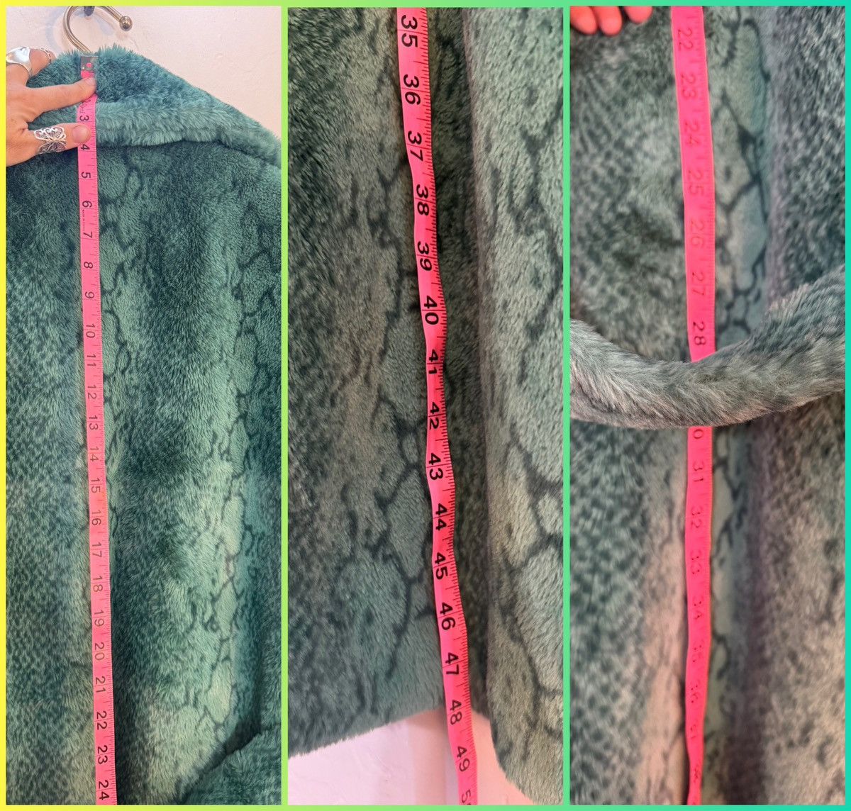 PrettyLittleThing PRETTYLITTLE THING GREEN SNAKE PRINT FAUX FUR COAT SZ 4 EUC Size S / US 4 / IT 40 - 6 Thumbnail