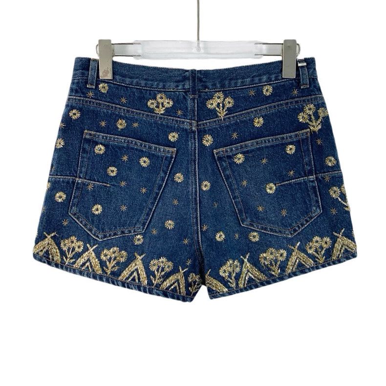 Dior Dark blue floral embroidered cotton casual denim shor